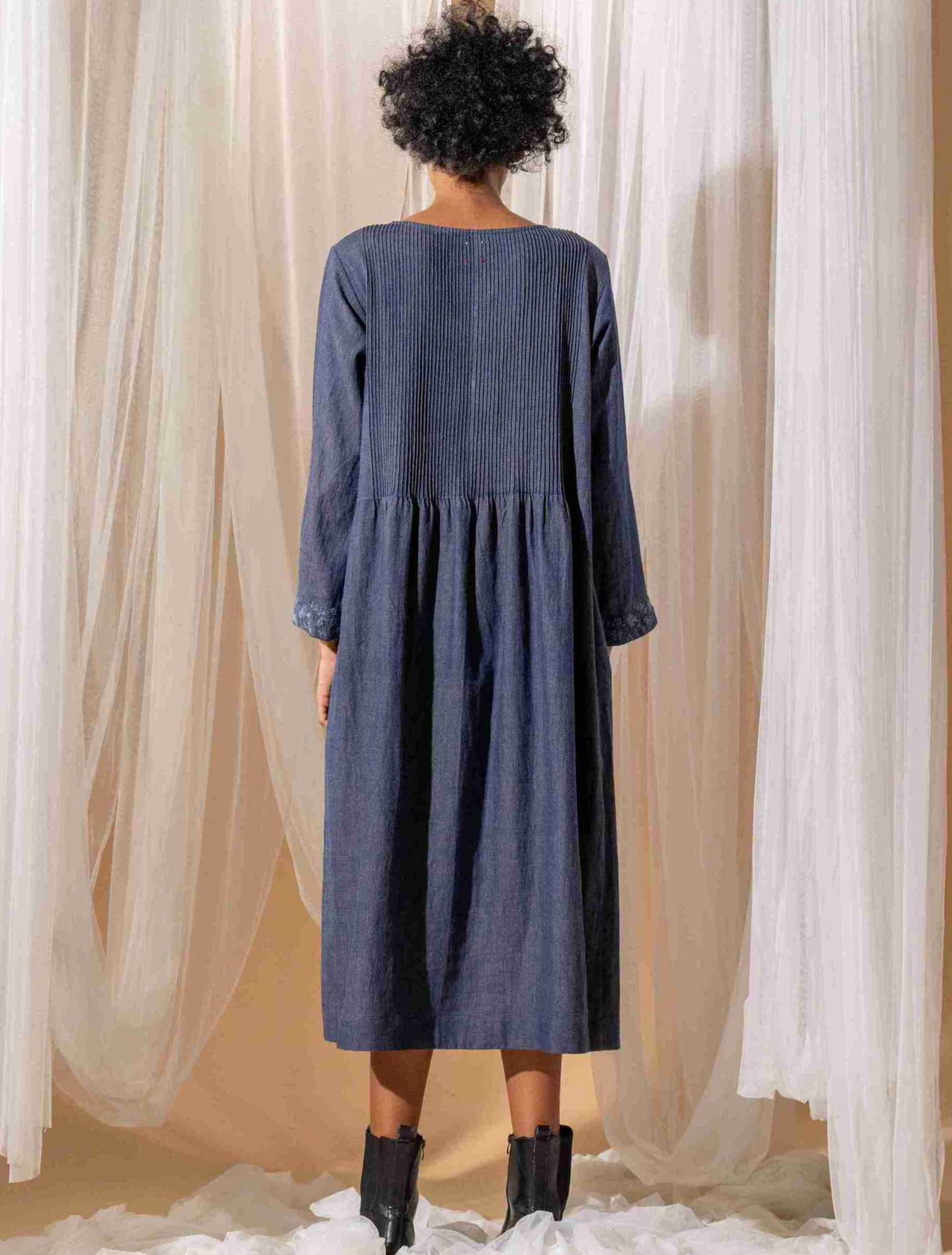 RAKA Dress - Denim Blue Handwoven Cotton