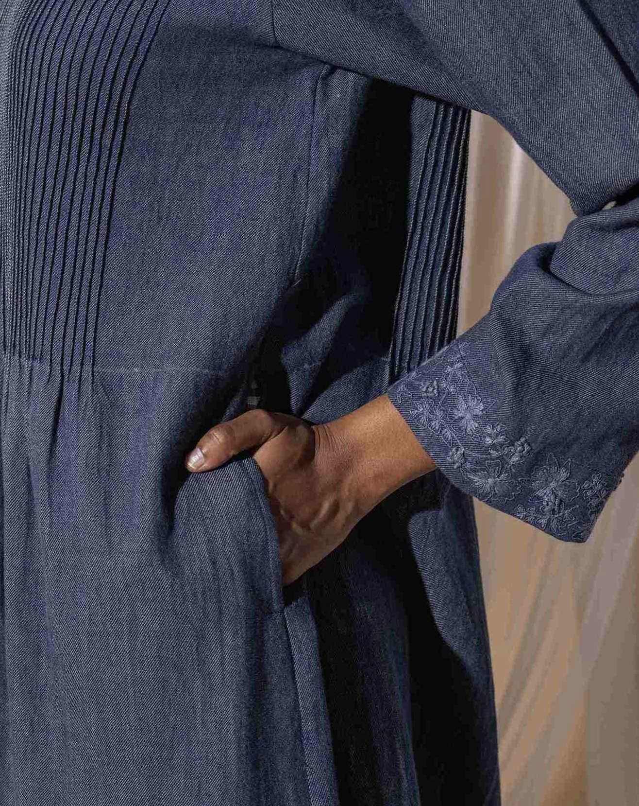 RAKA Dress - Denim Blue Handwoven Cotton