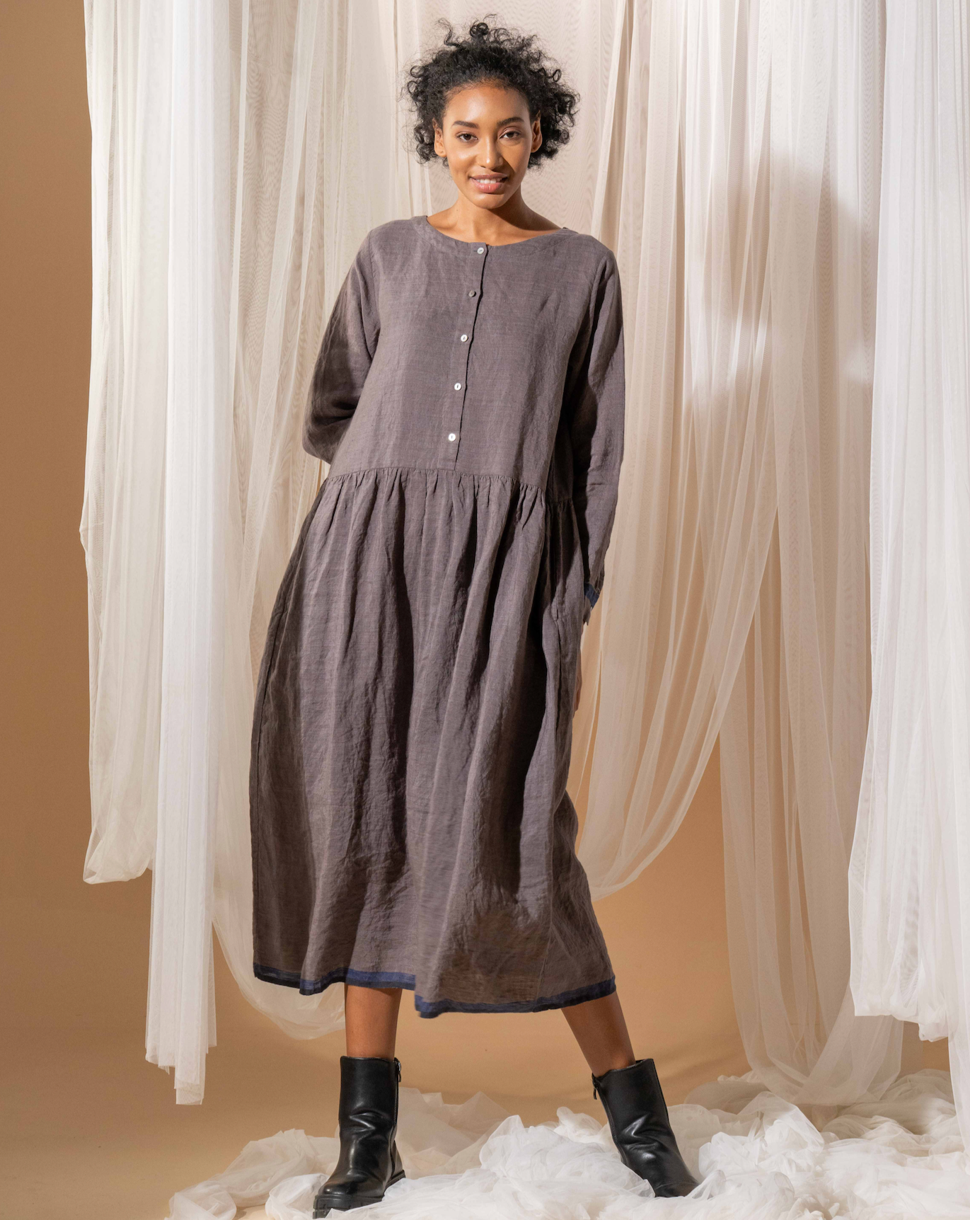 REEVA Dress - Storm Grey  Linen