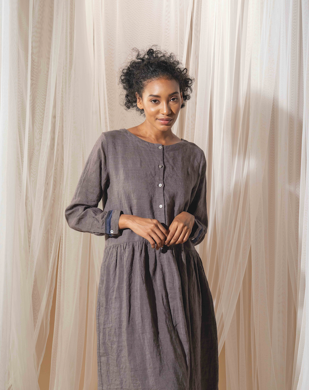 REEVA Dress - Storm Grey Linen