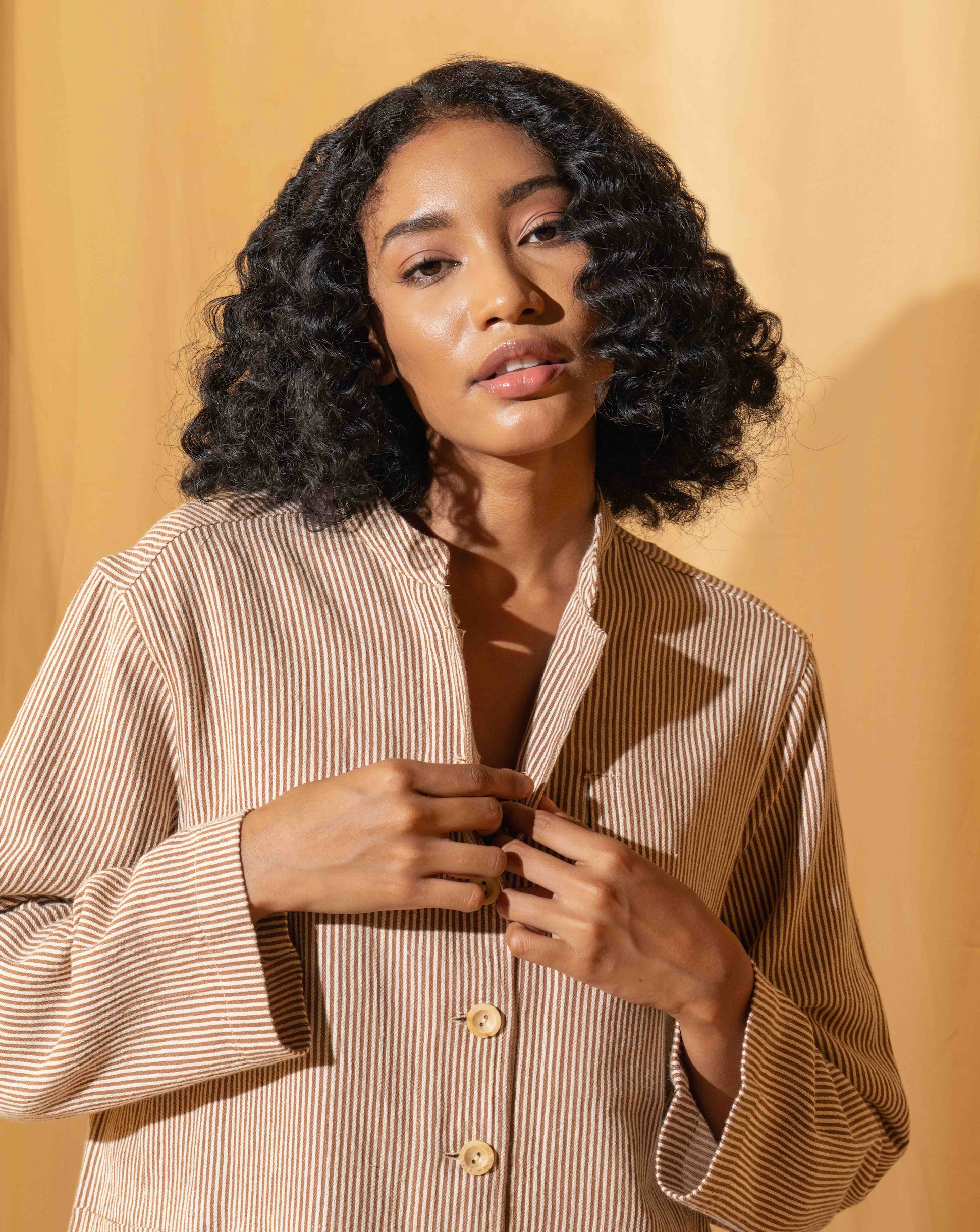 URVI Jacket - Russet /Ecru  Cotton Stripe