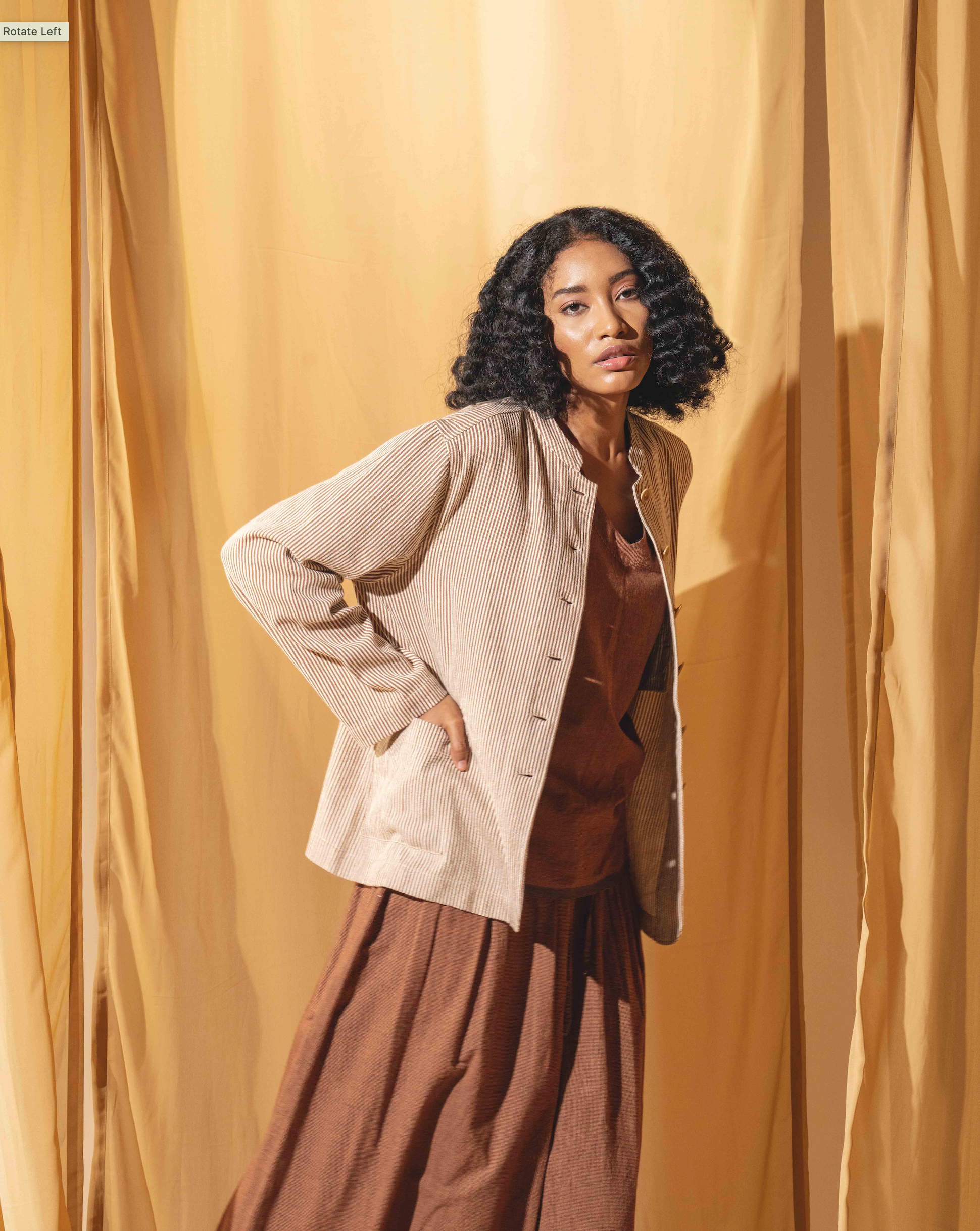 URVI Jacket - Russet /Ecru Cotton Stripe