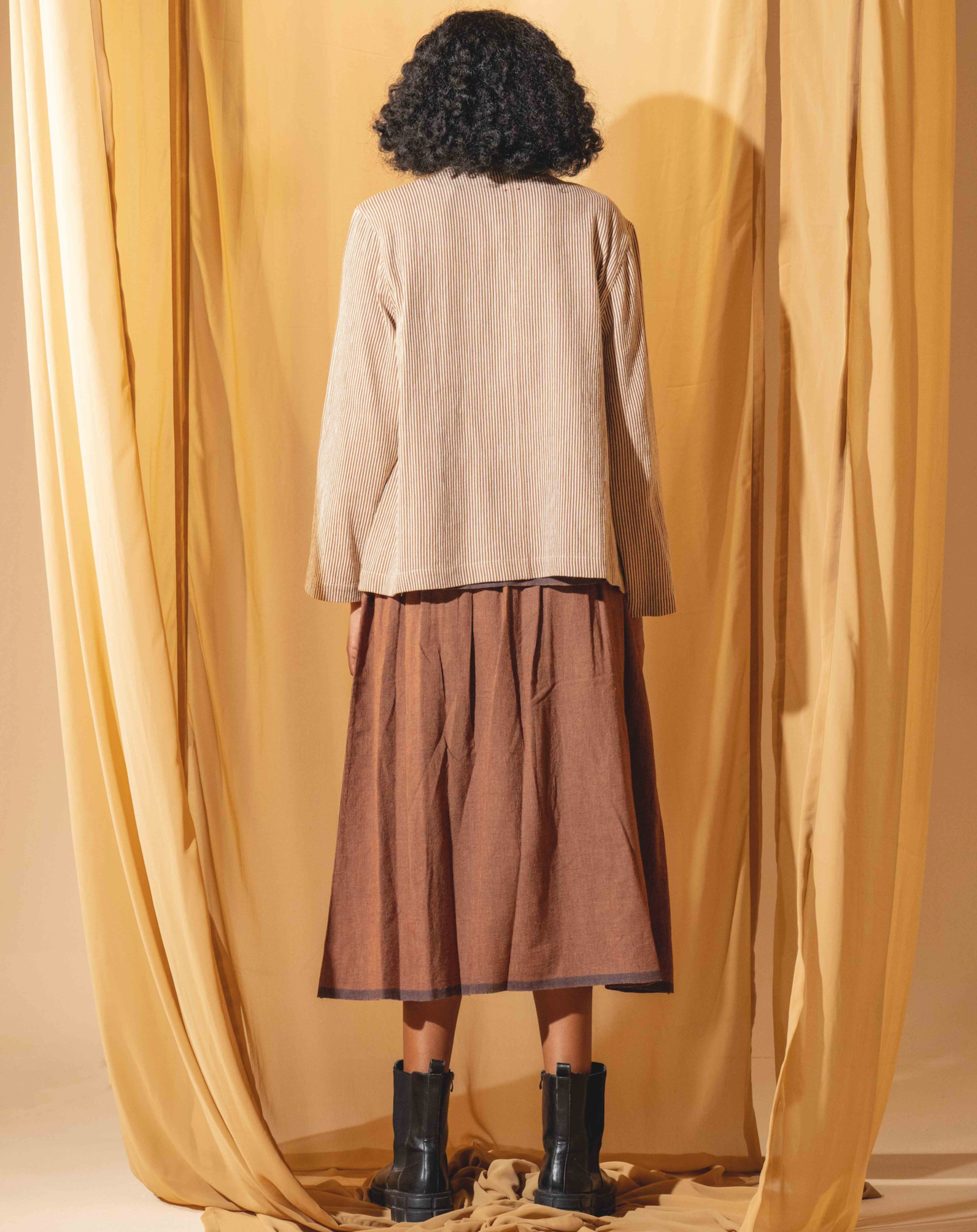 URVI Jacket - Russet /Ecru Cotton Stripe