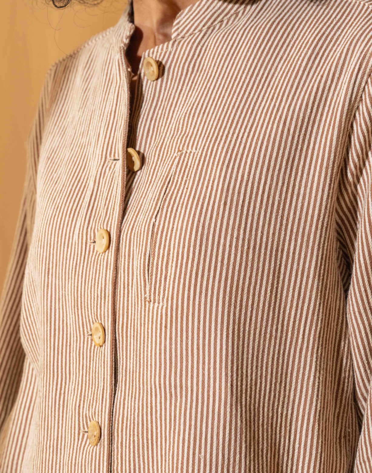 URVI Jacket - Russet /Ecru Cotton Stripe