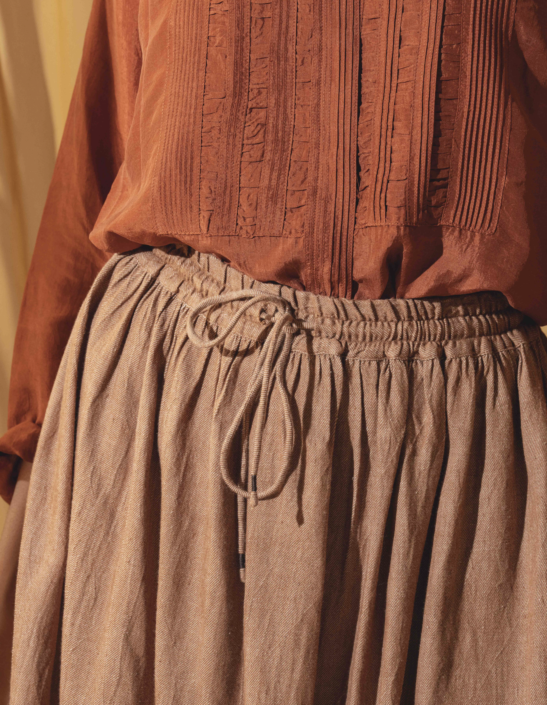 JIANA PINTUCK SKIRT - Russet Cotton
