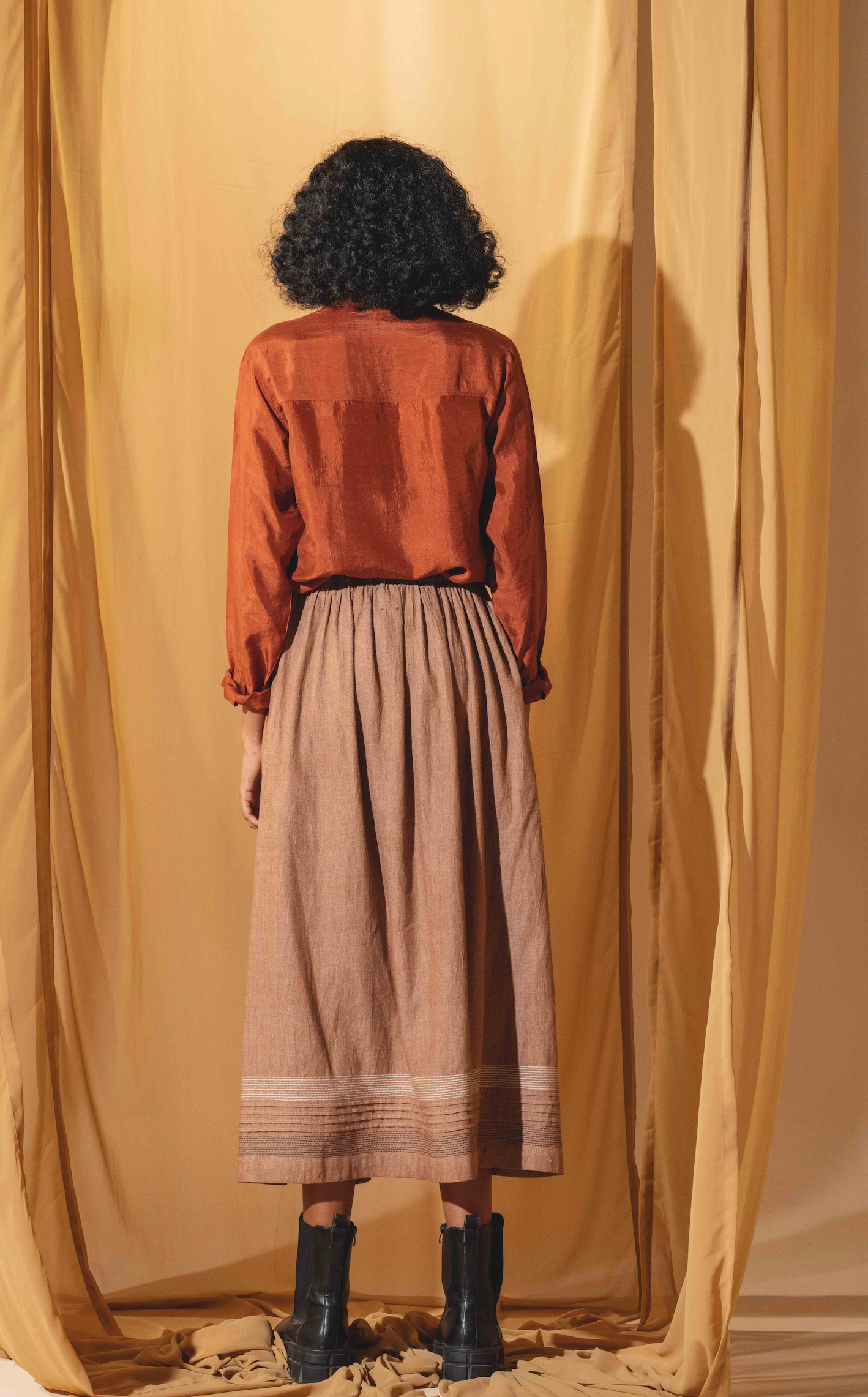 JIANA PINTUCK SKIRT - Russet Cotton