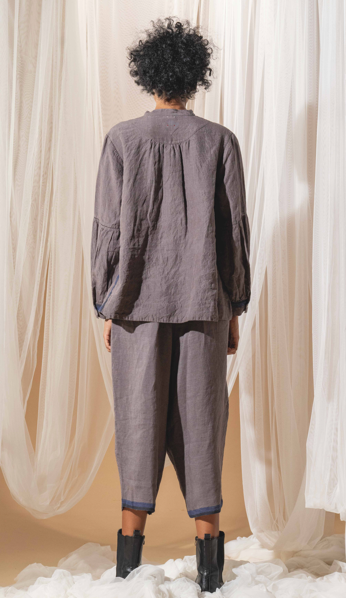 MAHIRA LINEN Pants - Storm Grey