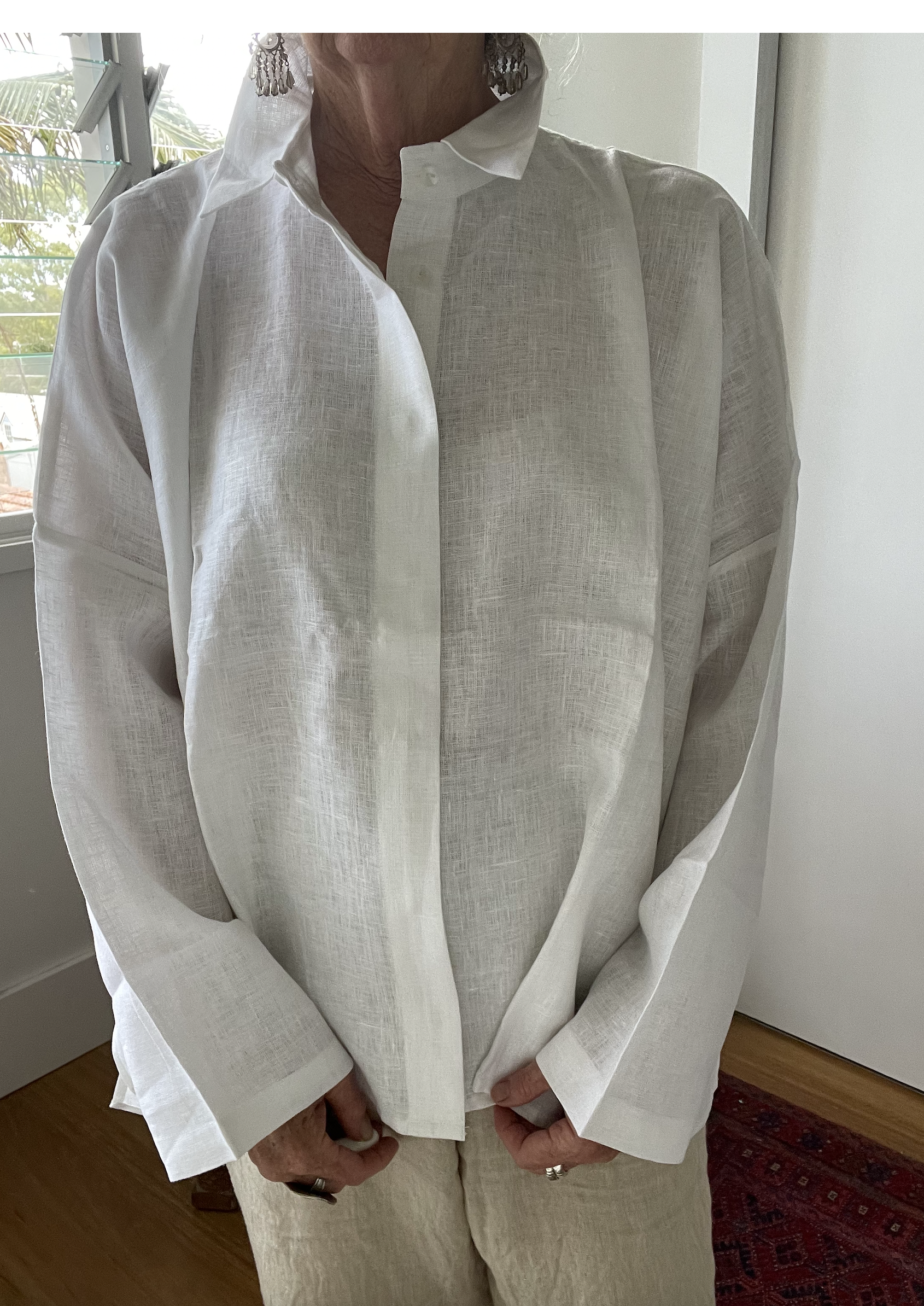 LINEN OVERSIZE SHIRT - White