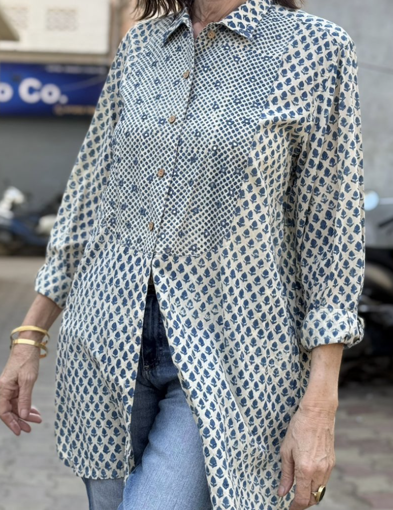 MIRROR SHIRT - Indigo and Ivory