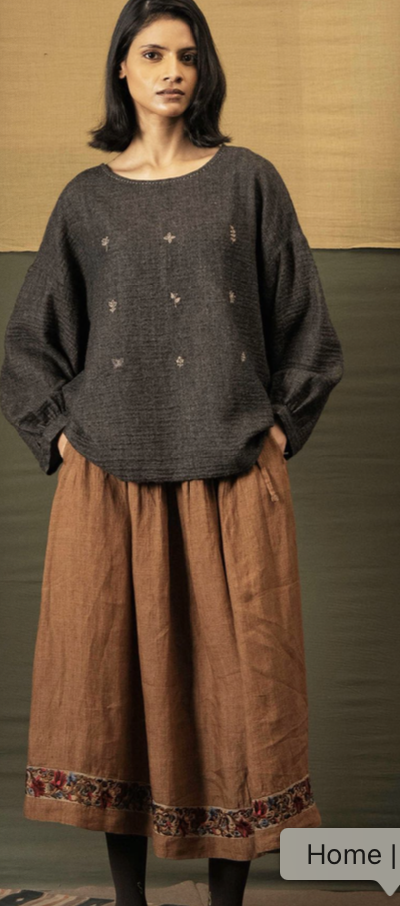 RADHA Linen Skirt - French Beige