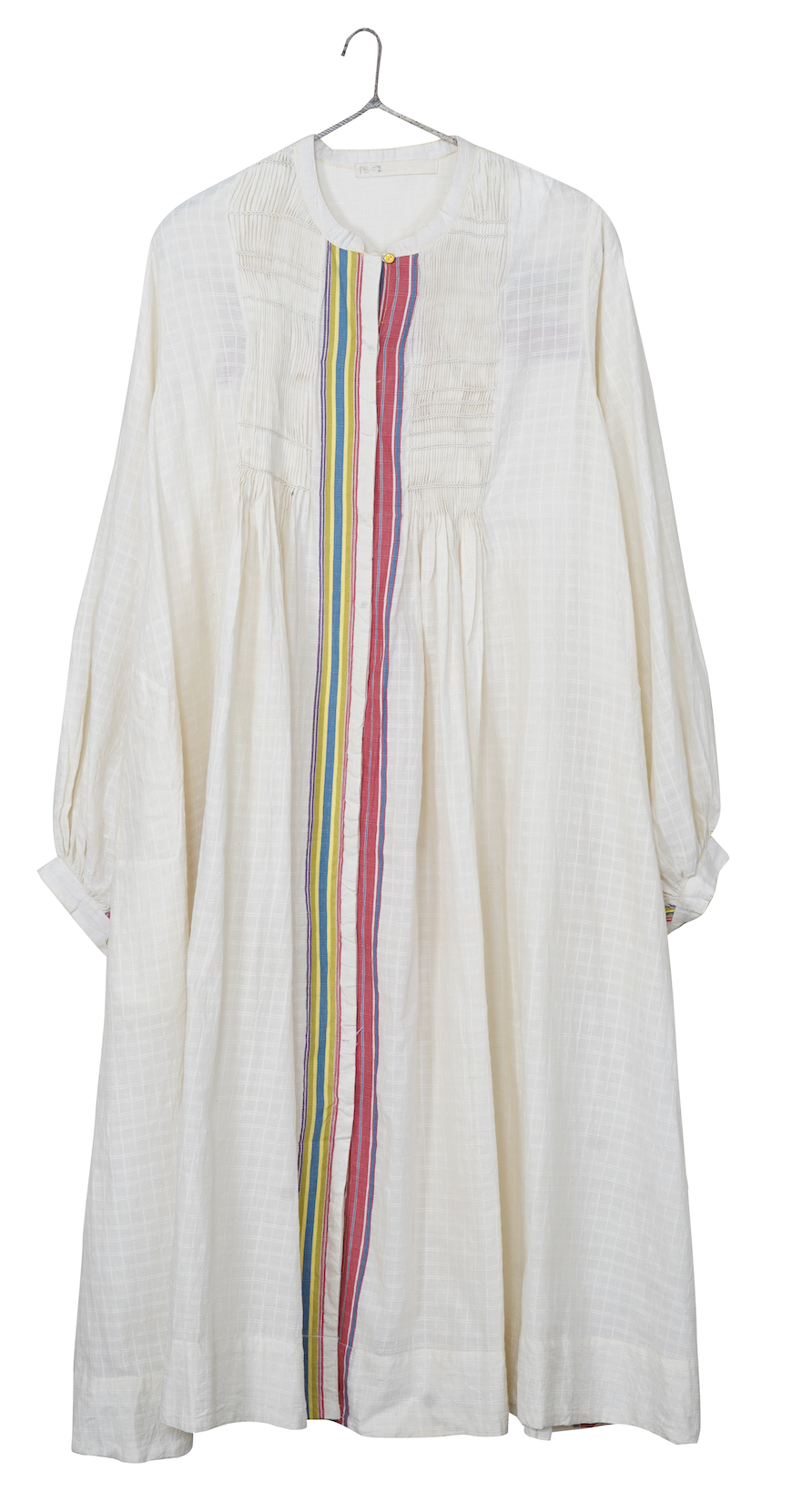 Herbarium 69 Ivory Cotton Dress - SMOCKED STRIPE