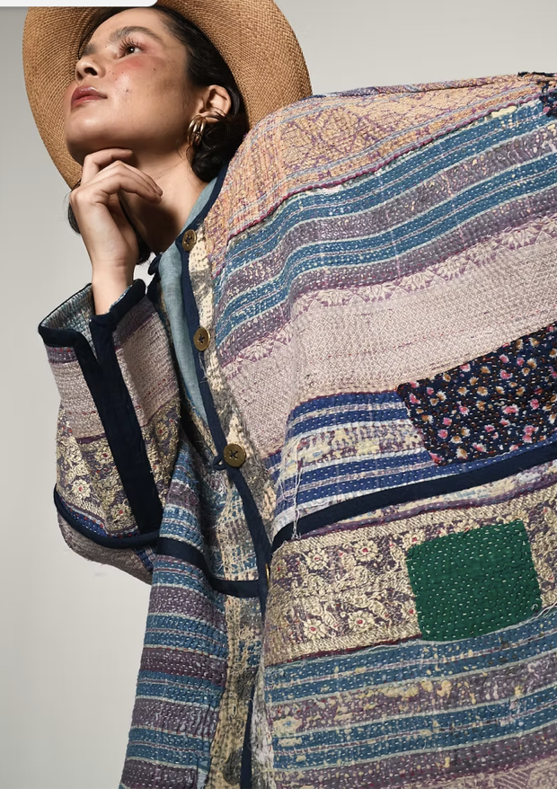Reversible Vintage Kantha Jacket - SHORELINE