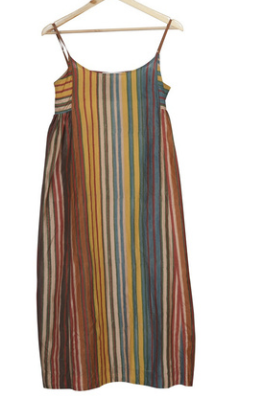 REBARI Silk Slip - Blockprint Stripes