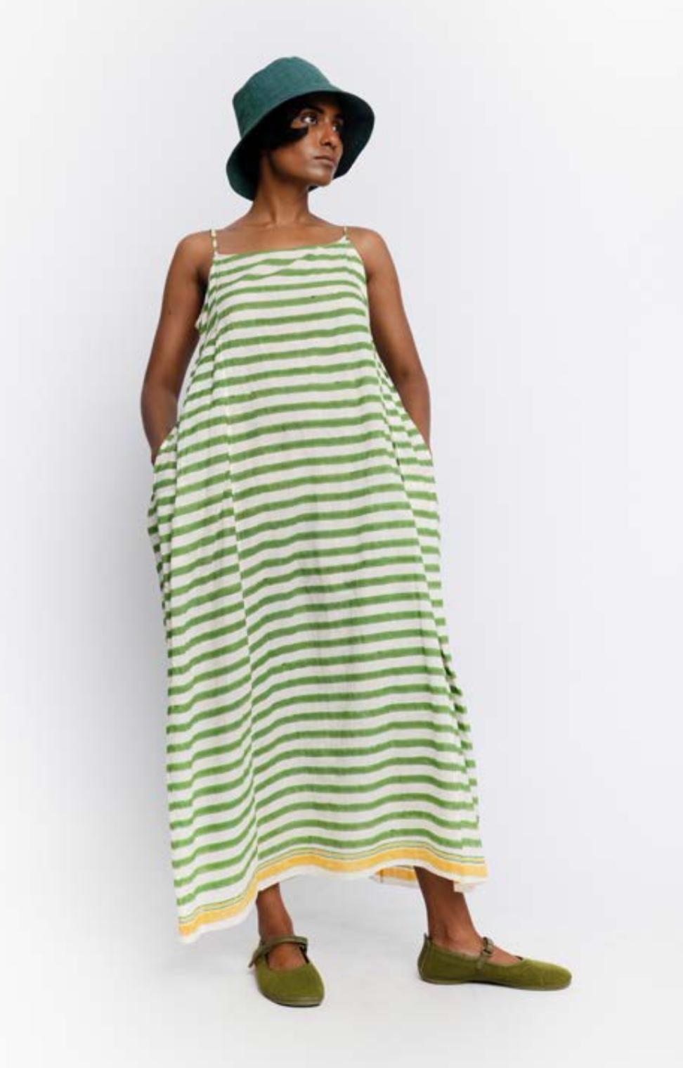 AMBER 152 - Cotton Stripe Slip Dress