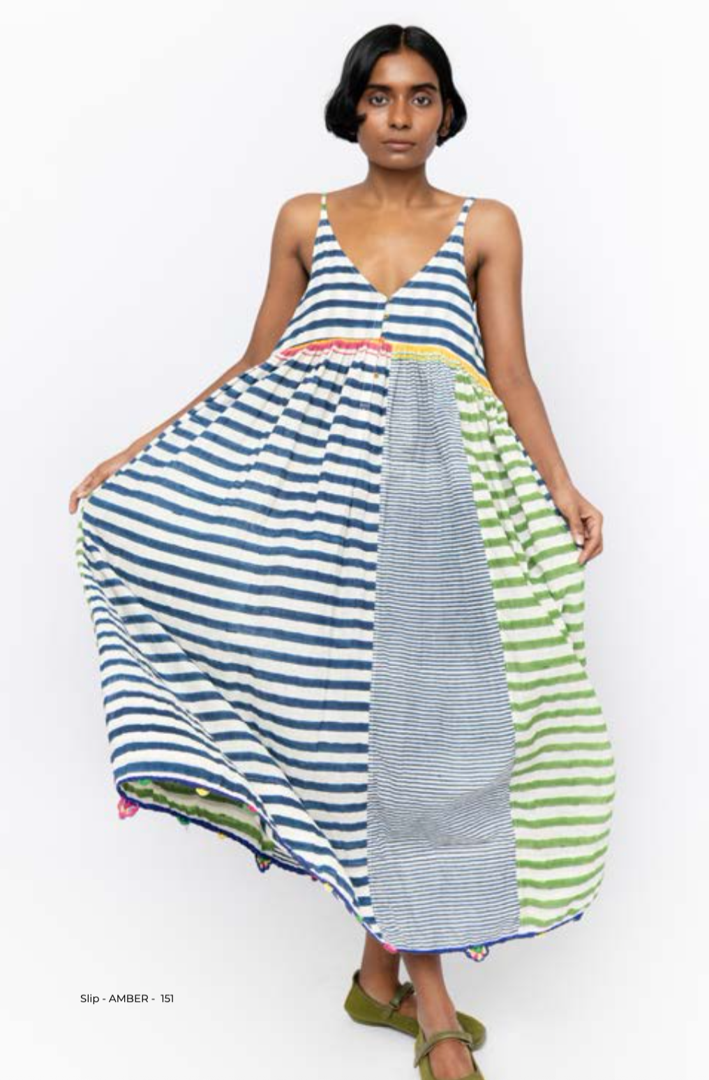 AMBER 151 - Cotton Stripe Slip Dress
