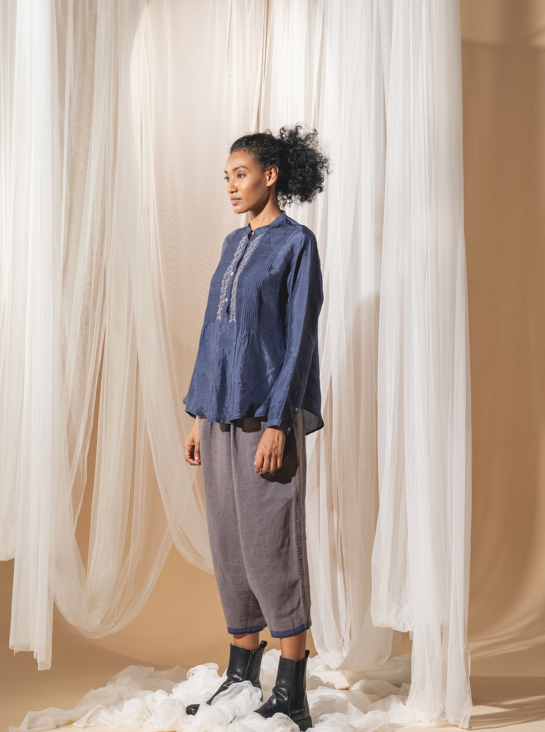 APA Shirt - Handwoven Blue Silk