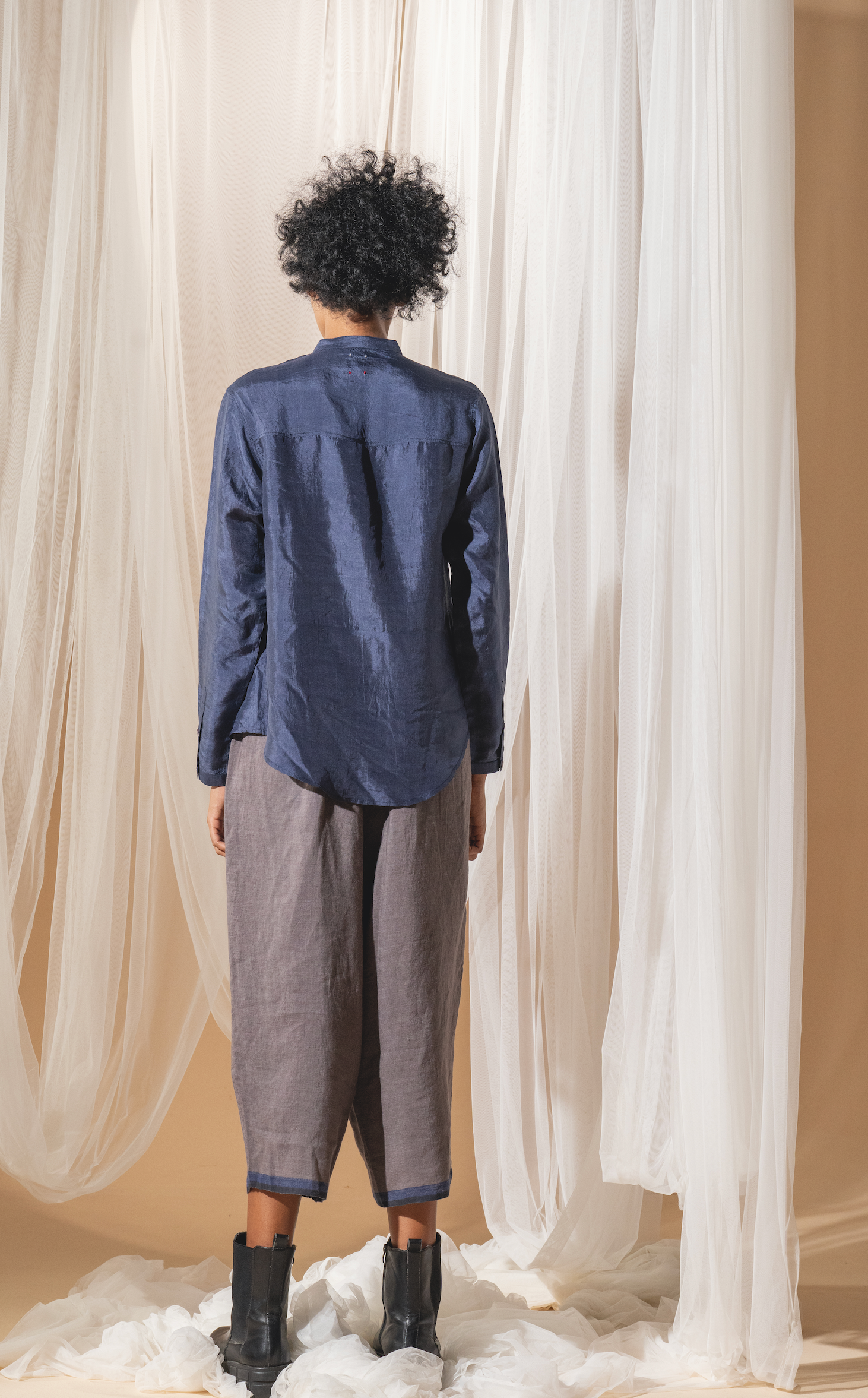 APA Shirt - Handwoven Blue Silk