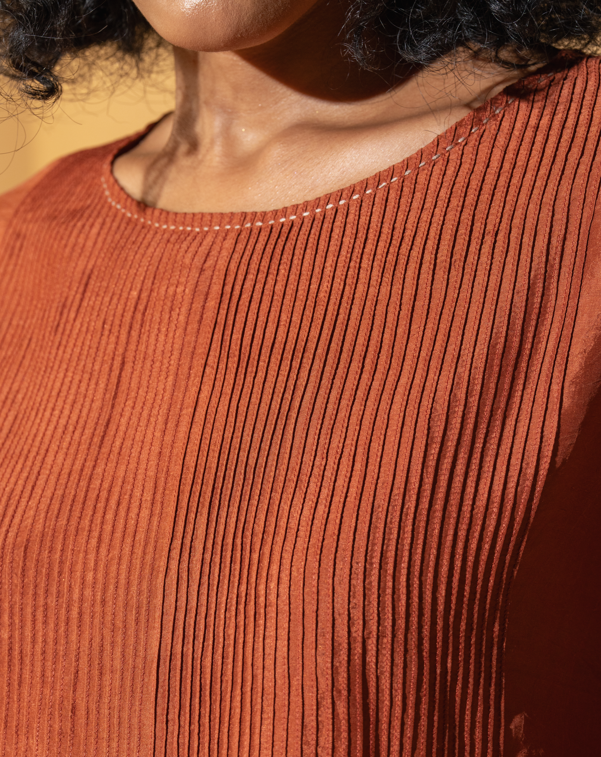 ANISHA Blouse - Pintuck Rust Silk
