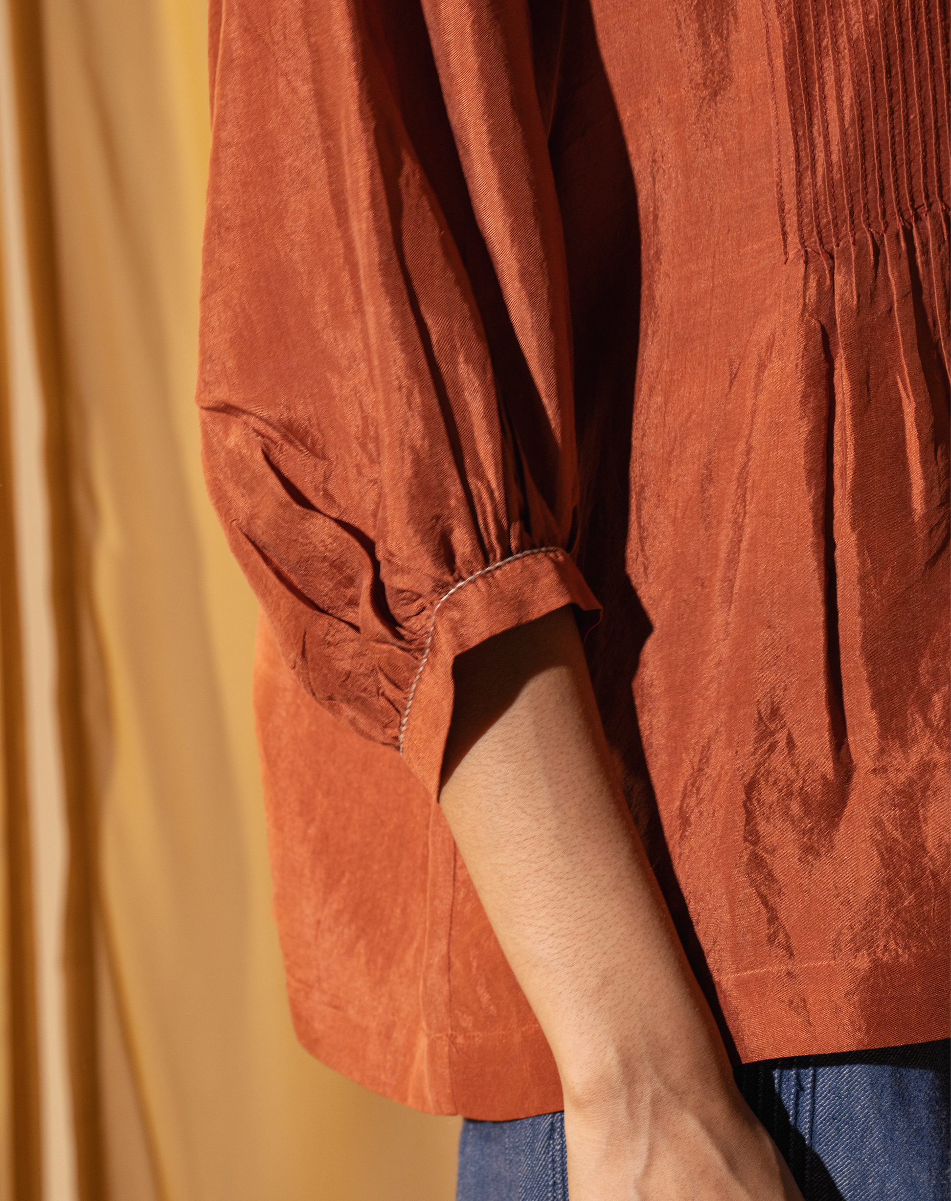 ANISHA Blouse - Pintuck Rust Silk