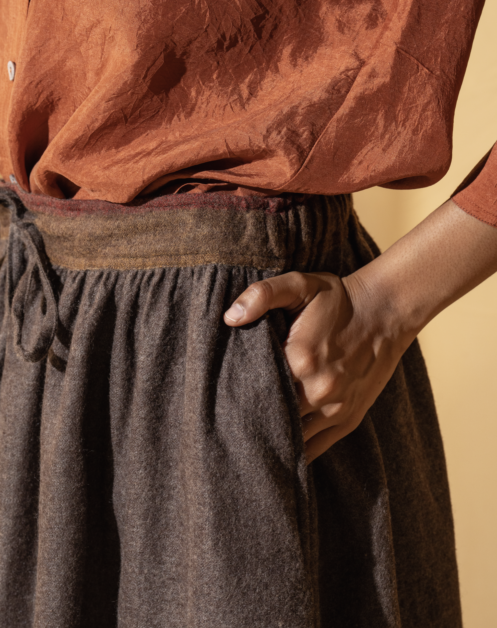 ISHA WOOL SKIRT - Brown