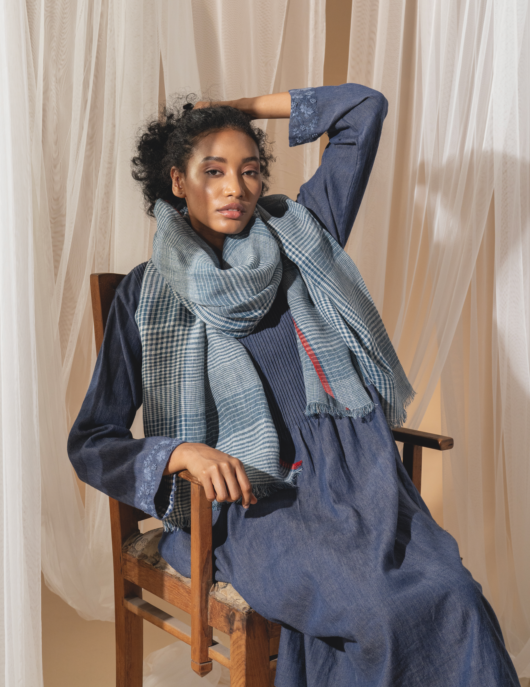 LINEN SCARF - Indigo