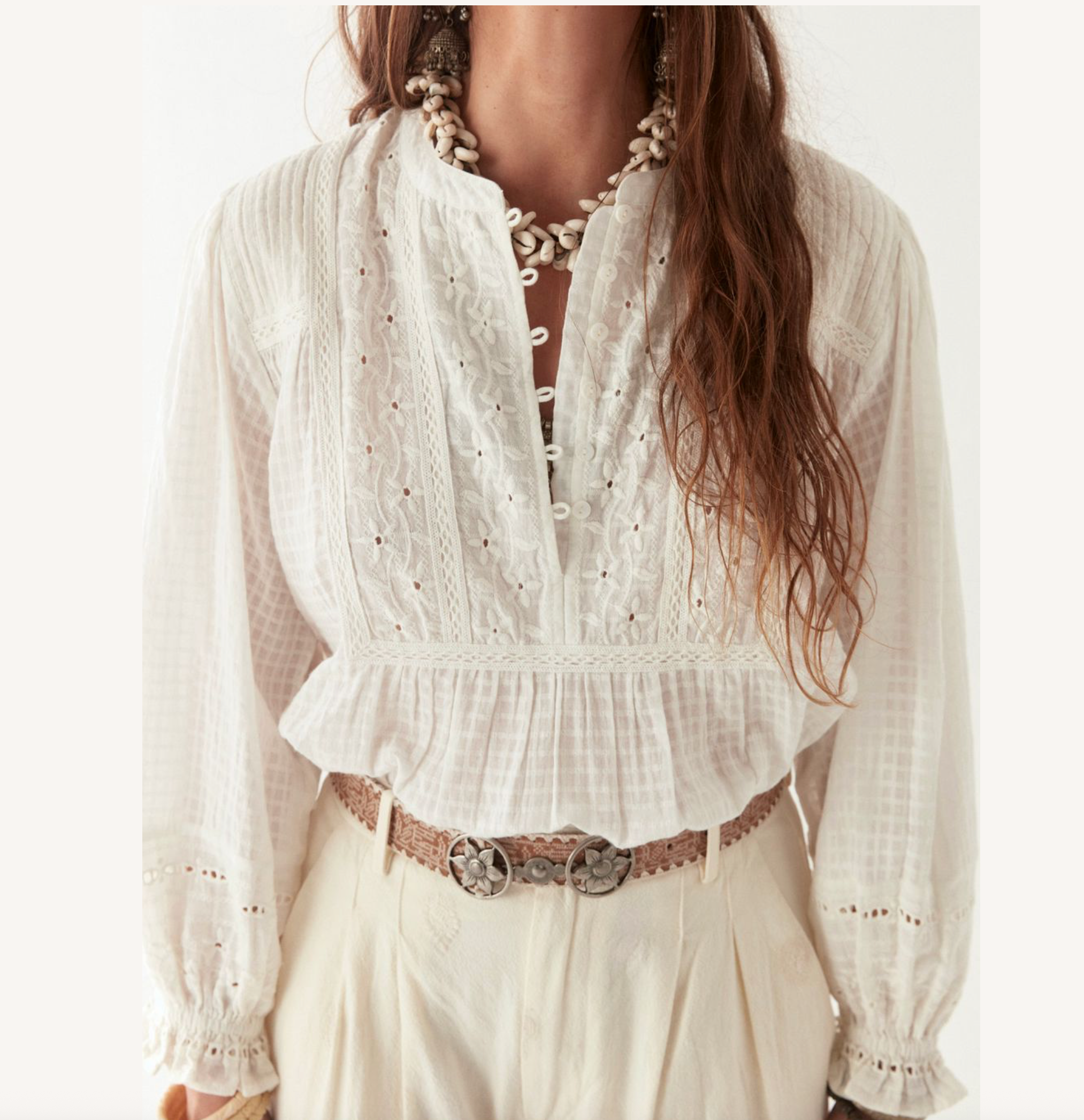 SABINE LACE BLOUSE - Pearl