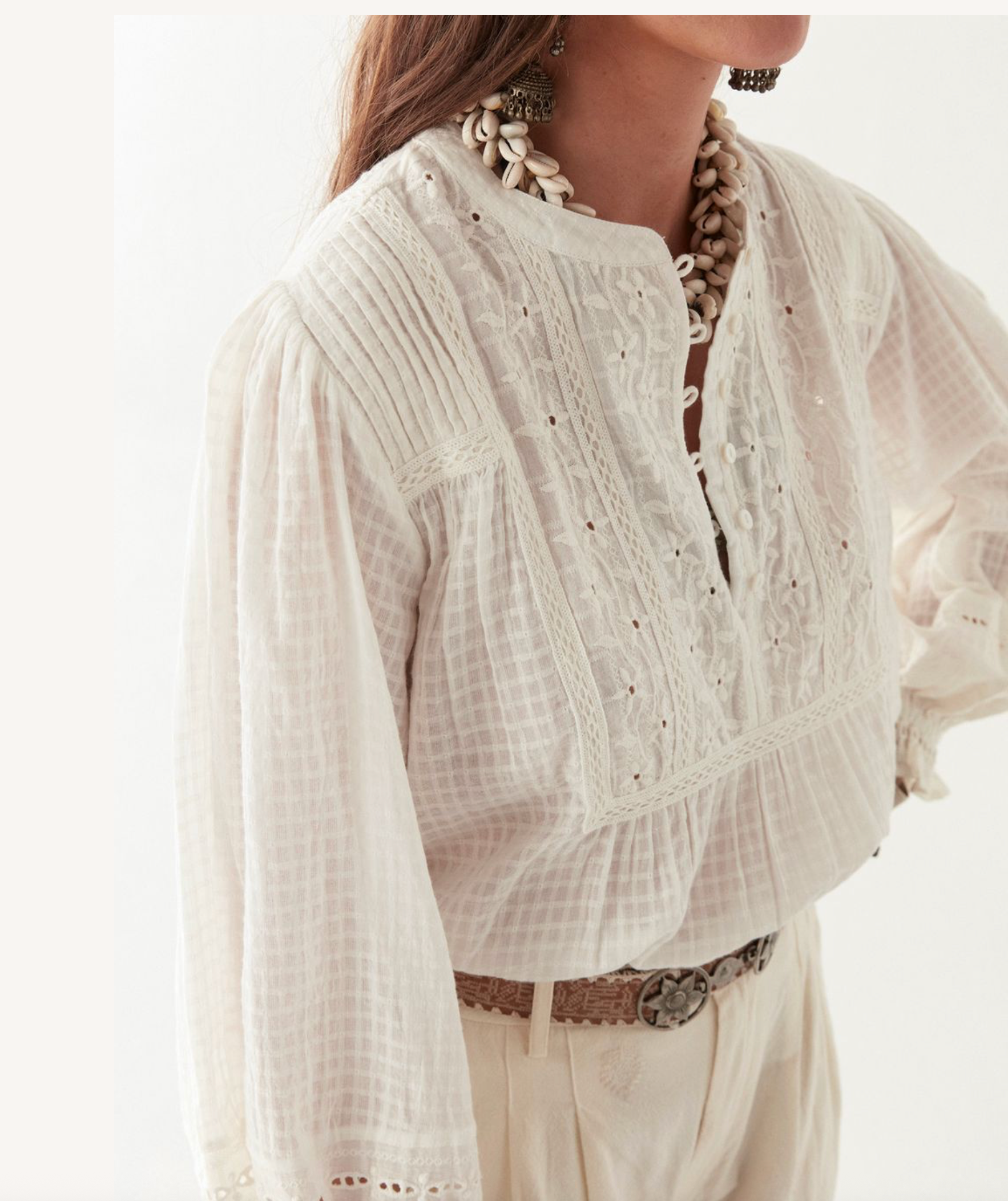 SABINE LACE BLOUSE - Pearl