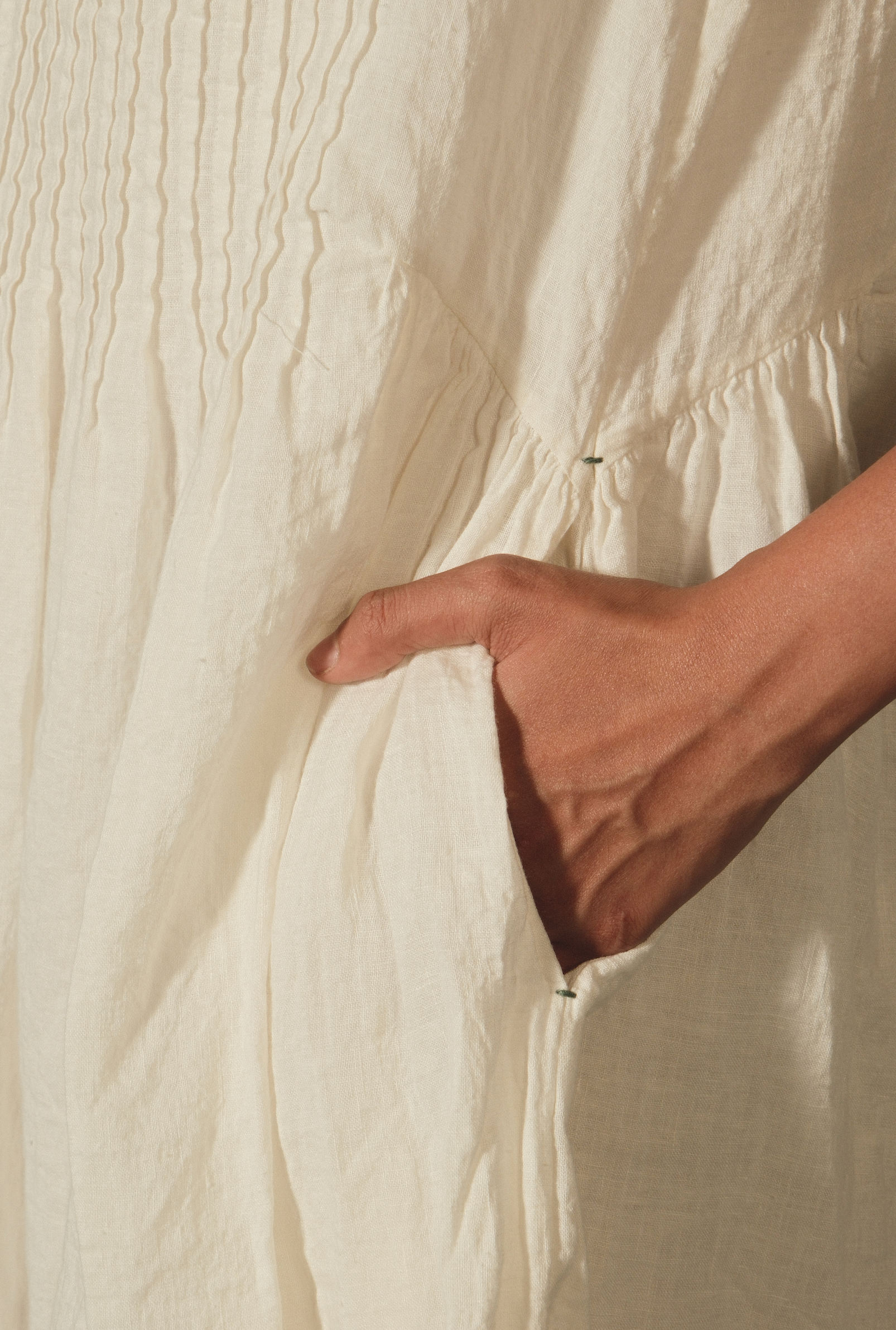 BRAHMA DRESS - Ivory Linen Pintuck