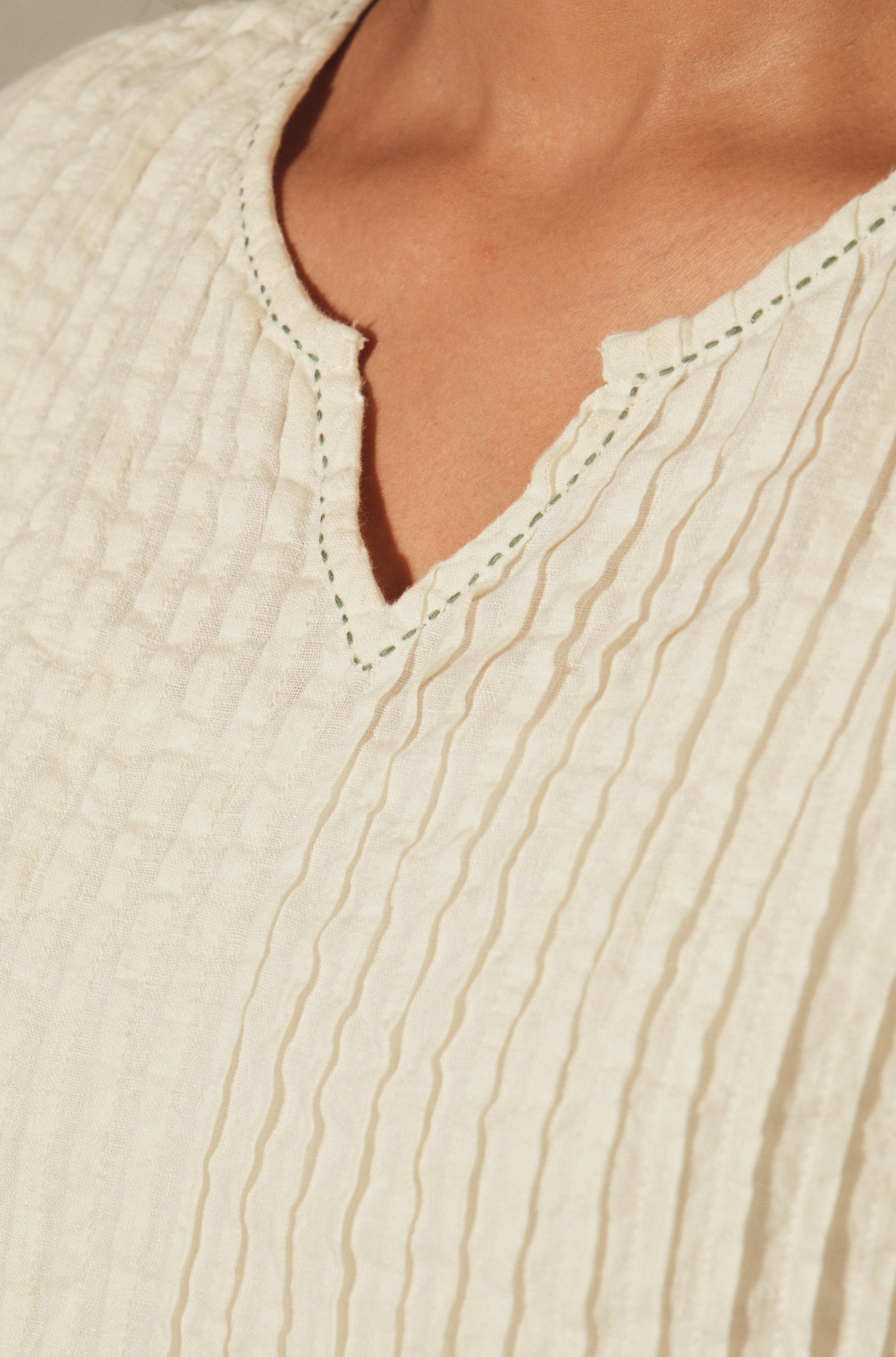 BRAHMA DRESS - Ivory Linen Pintuck