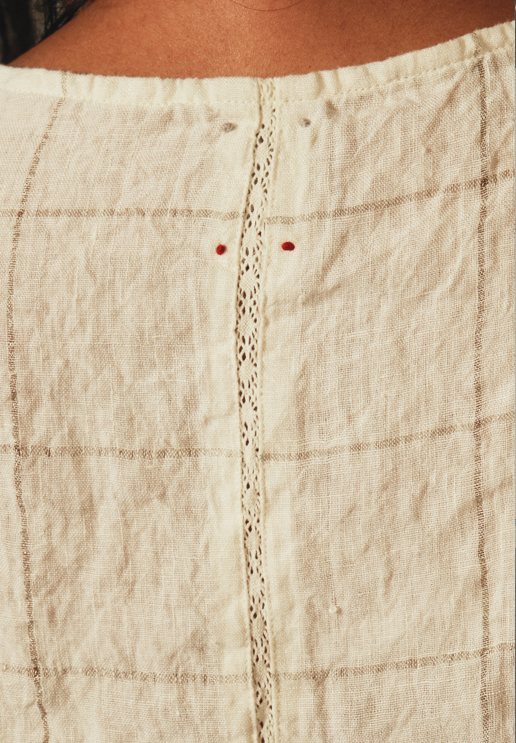 AISHANI TOP - Ivory Linen Check