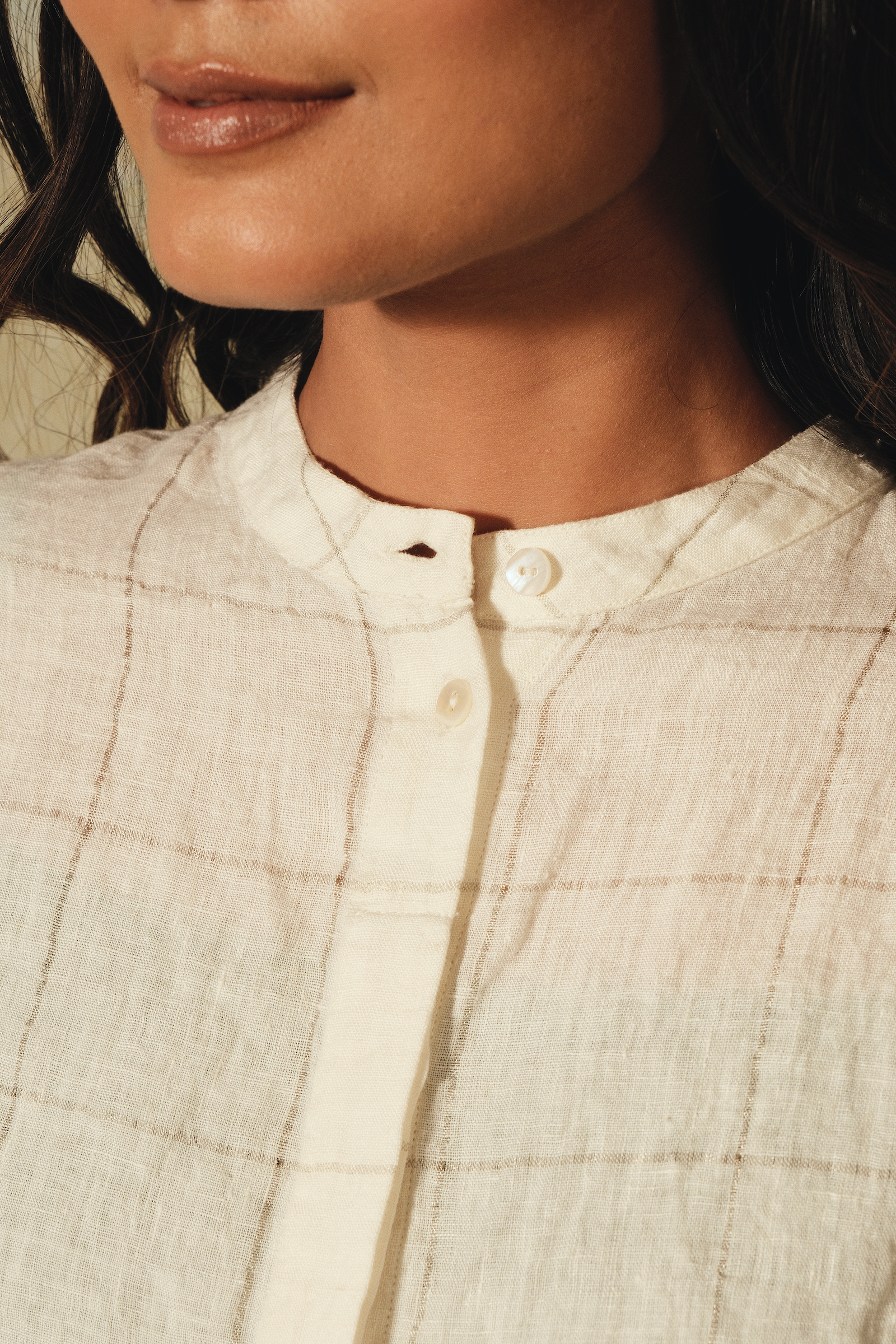 AHANA SHIRT - Linen Check