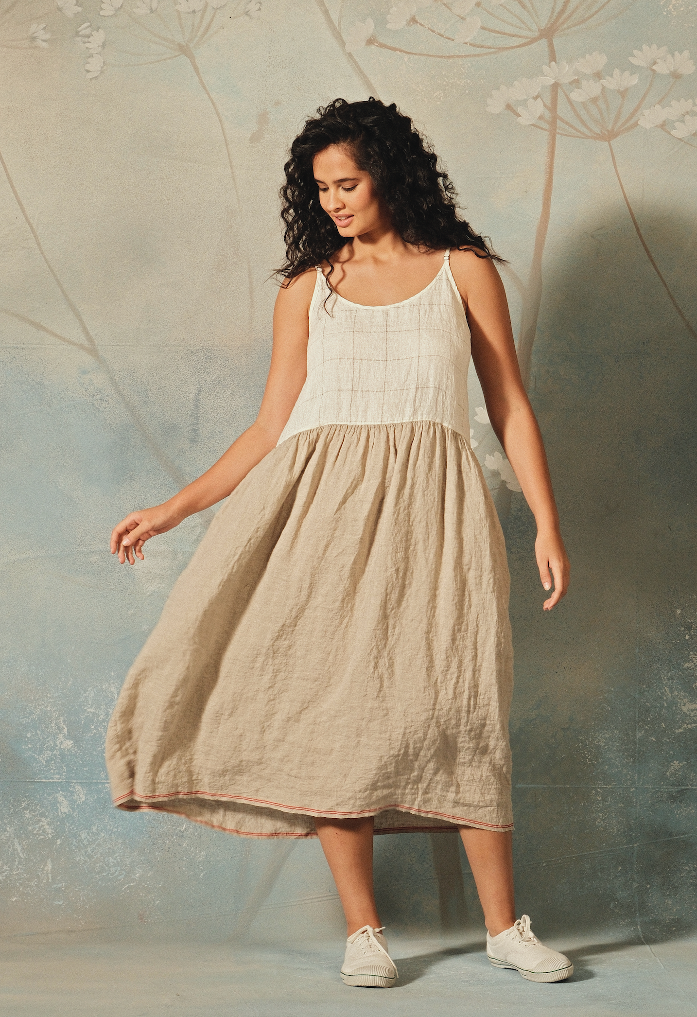 AGNEYA SLIP DRESS - Ivory/Taupe