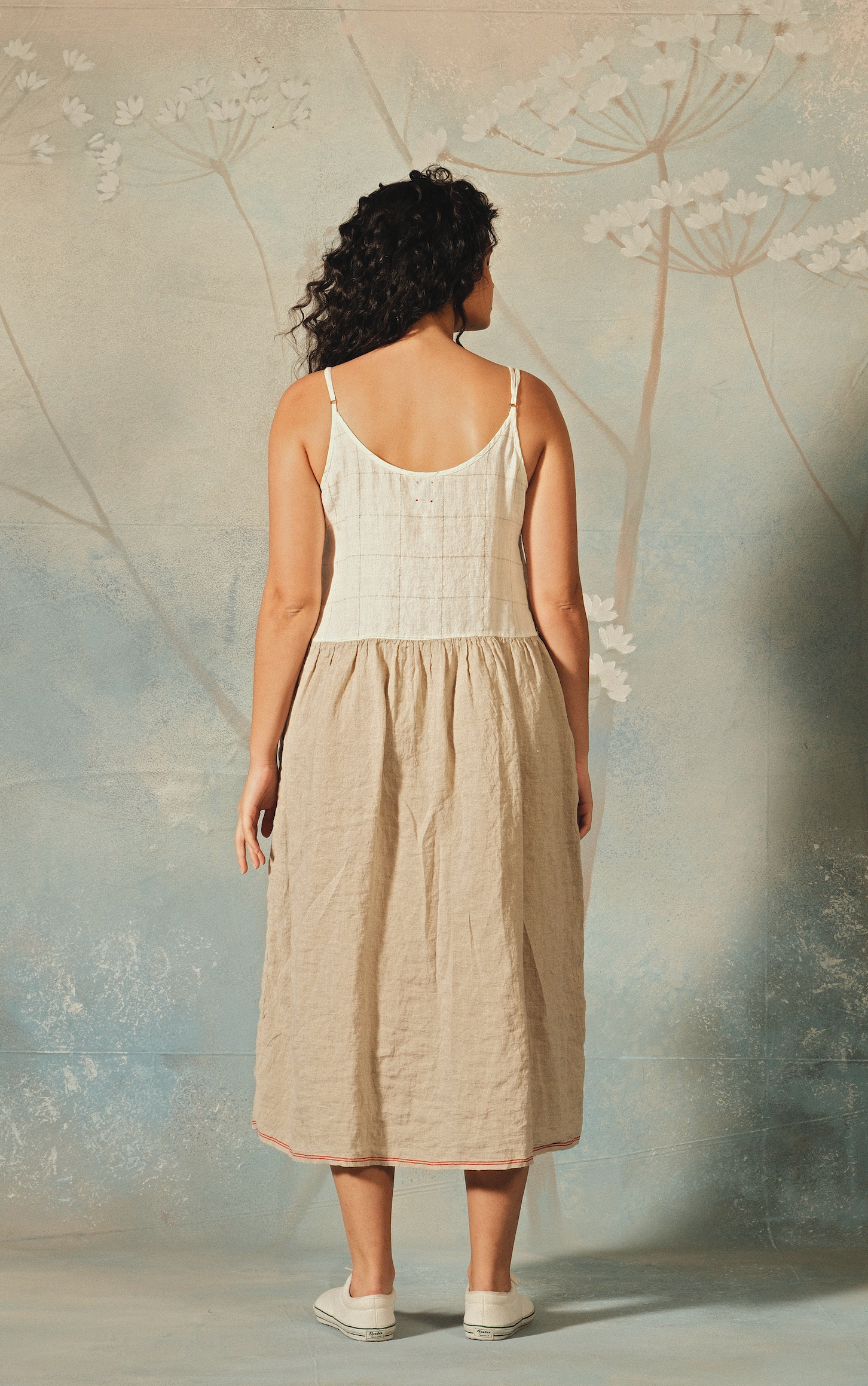 AGNEYA SLIP DRESS - Ivory/Taupe