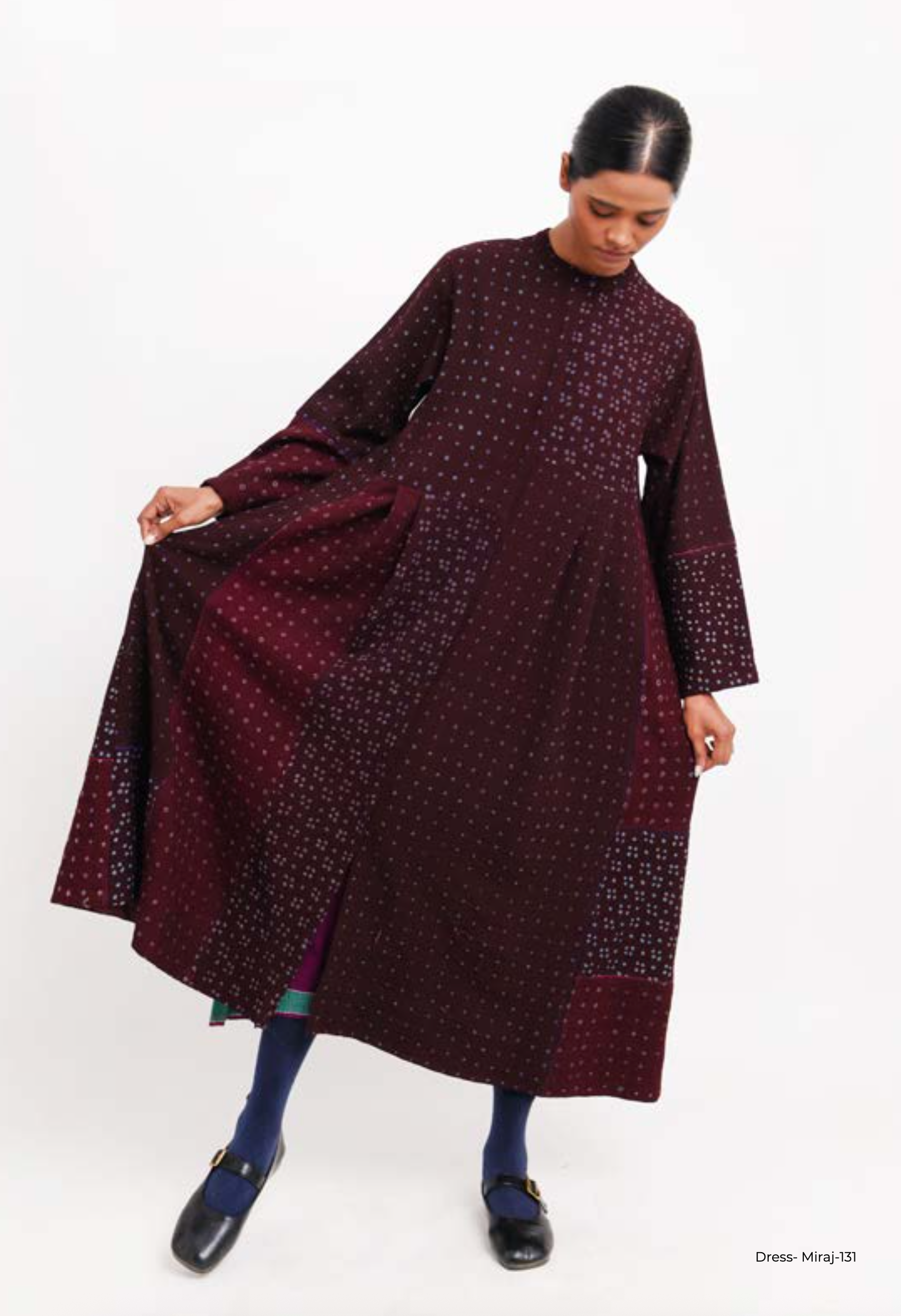 Miraj 131 - Magenta Bandhani Wool Dress