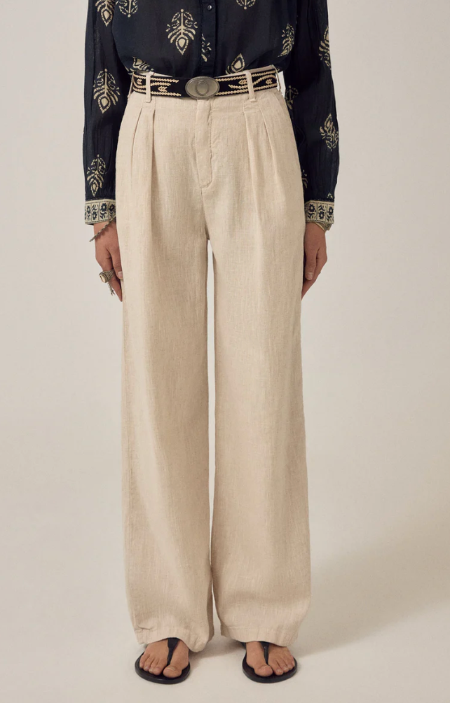 MARINA RUSTIC LINEN PANT - Sand