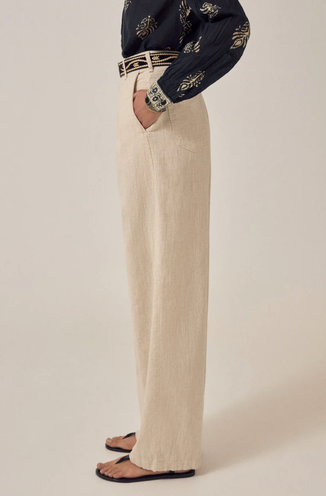MARINA RUSTIC LINEN PANT - Sand