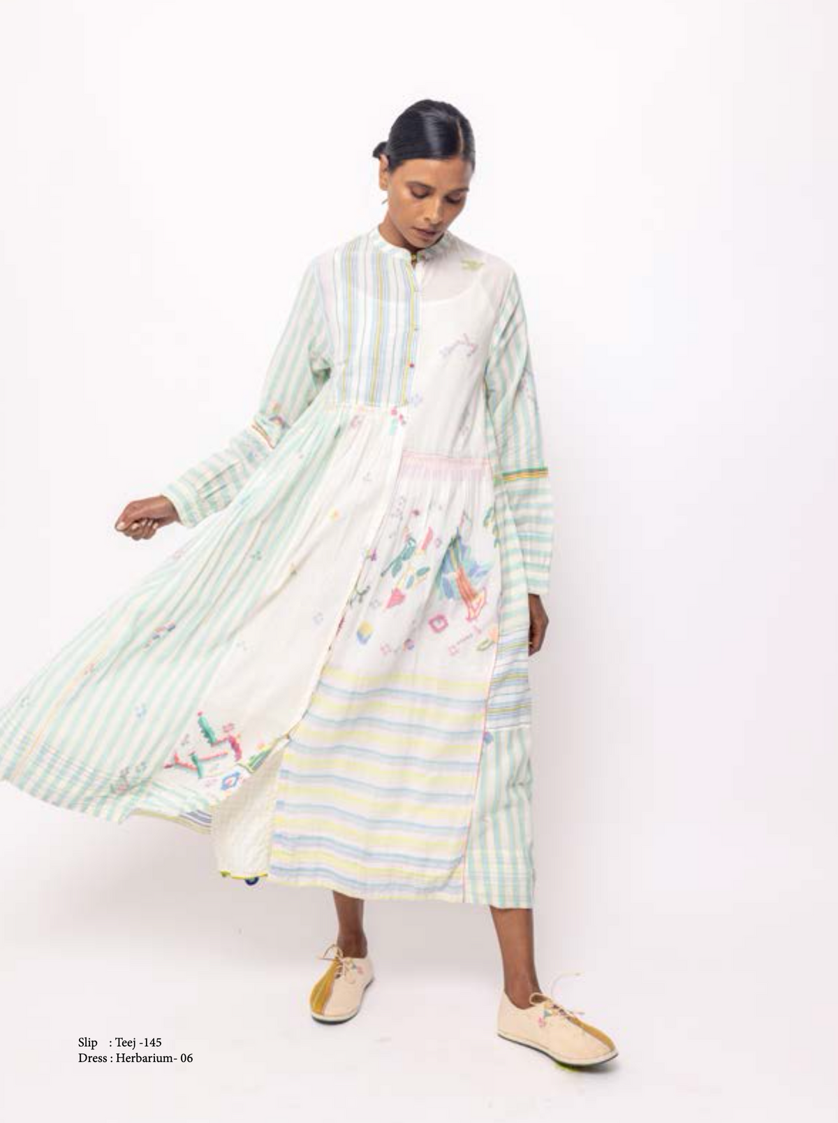 Herbarium 06 Cotton Dress - SEA STRIPE