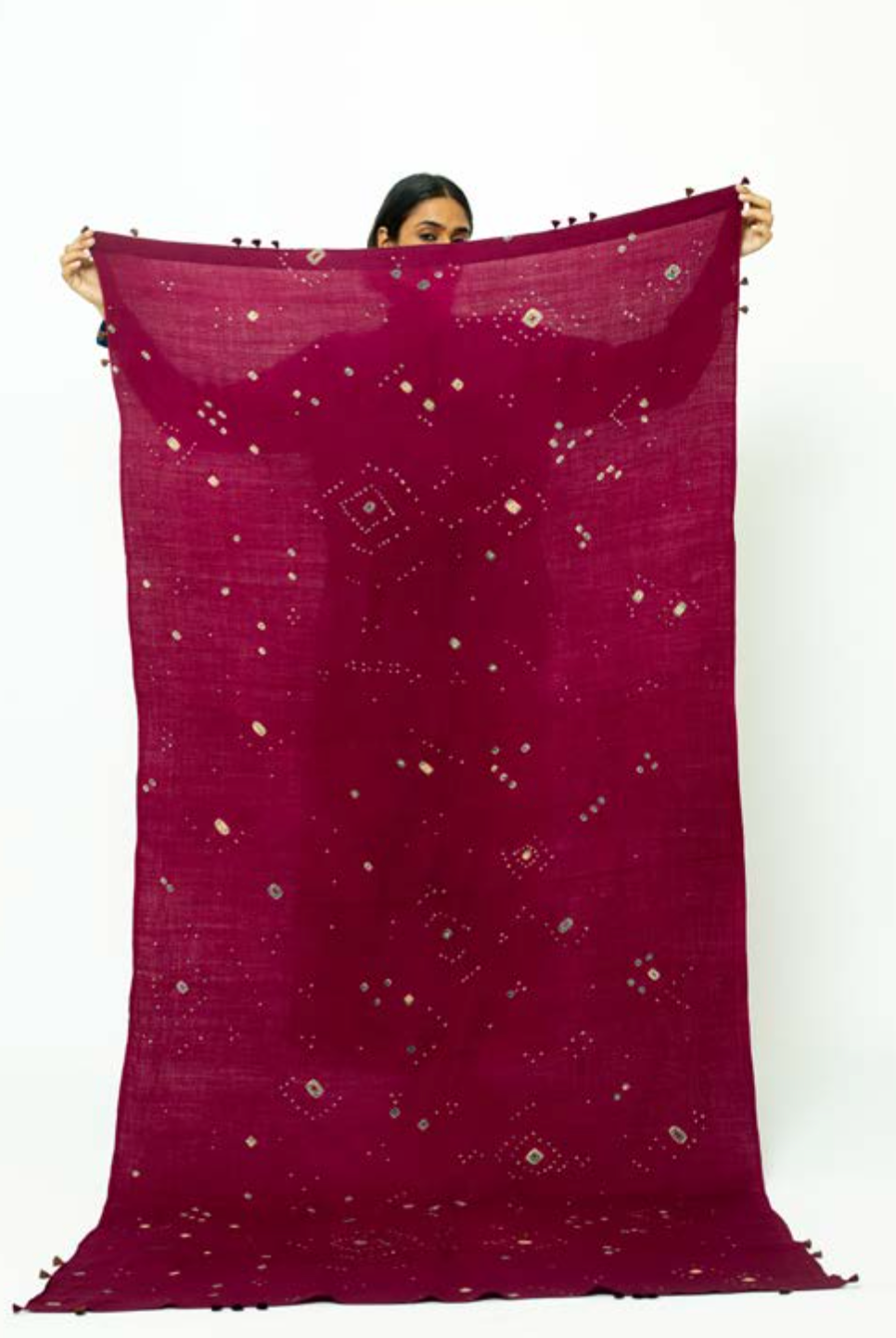 BANDHANI Wool Scarf - Magenta Reflections