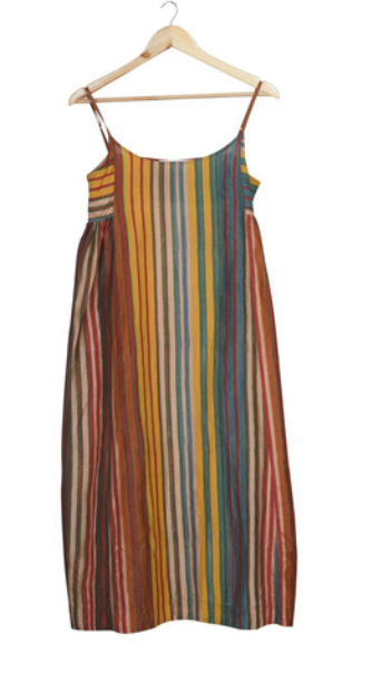REBARI Silk Slip - Blockprint Stripes
