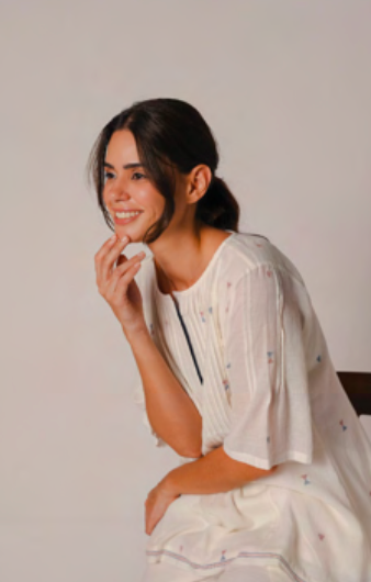EVIE Top - White Jamdani