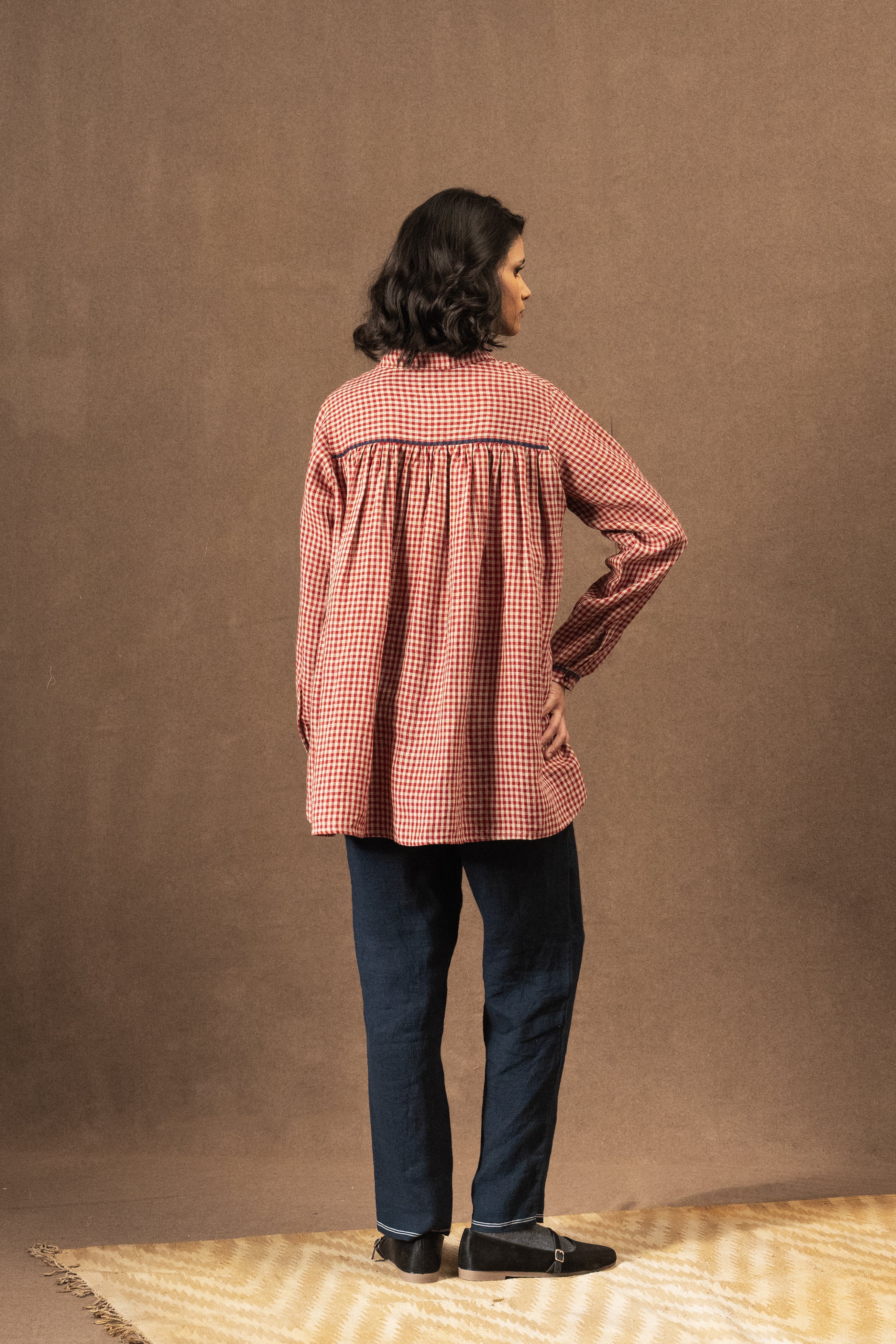 DEVESHI LInen Shirt - Crimson Check