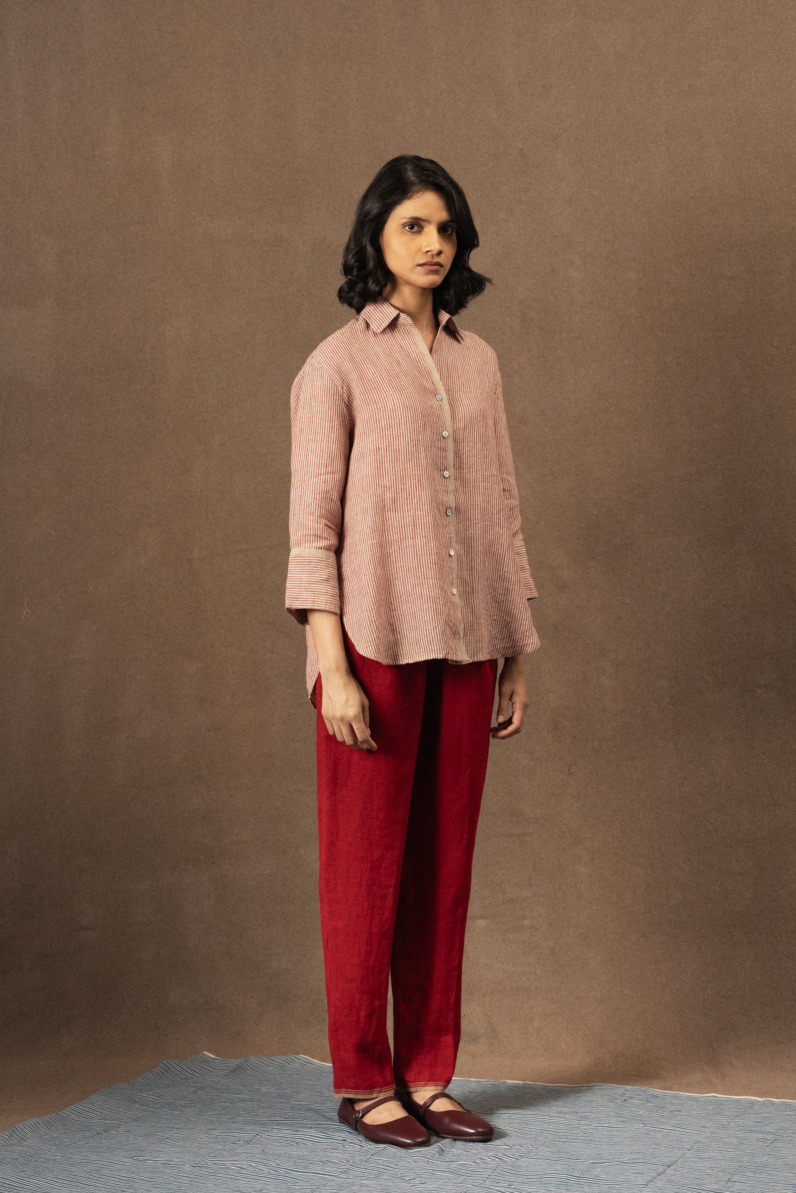 AHRA LINE SHIRT - Crimson Stripe