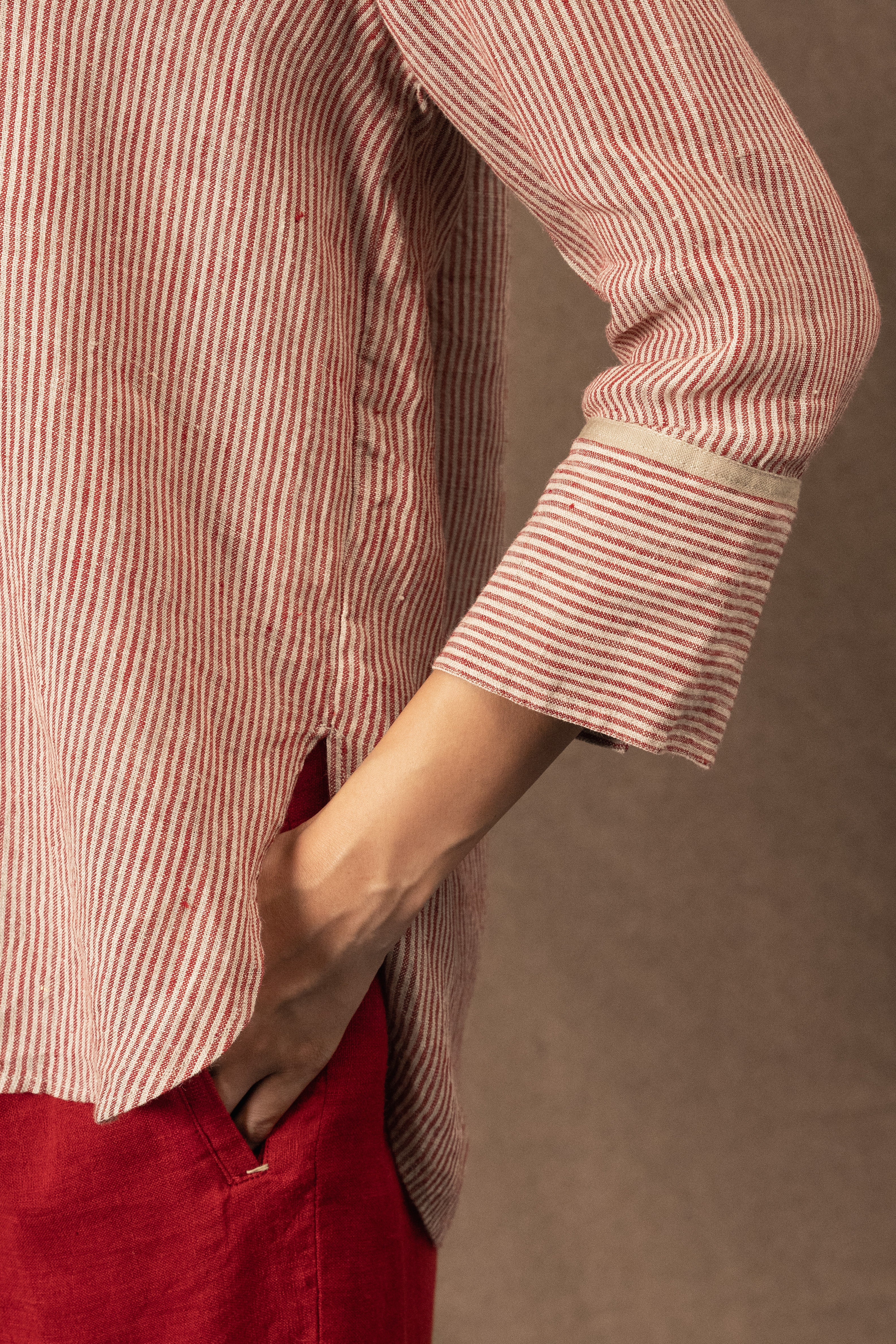 AHRA LINE SHIRT - Crimson Stripe