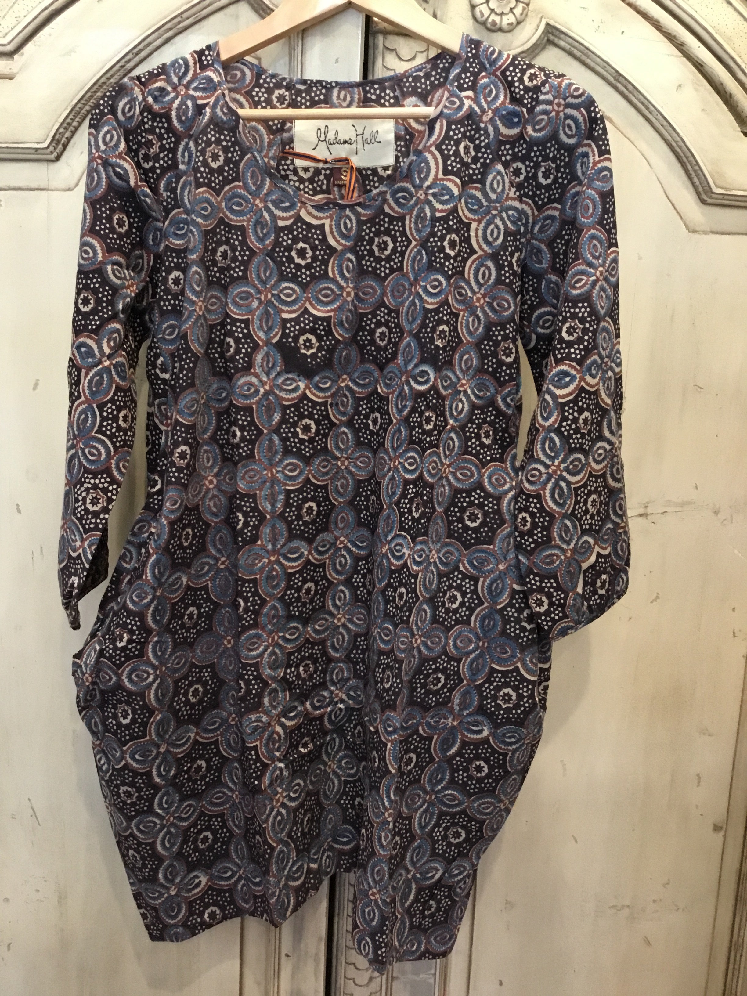 Handblock Printed Tunic- Desert Forget Me Not