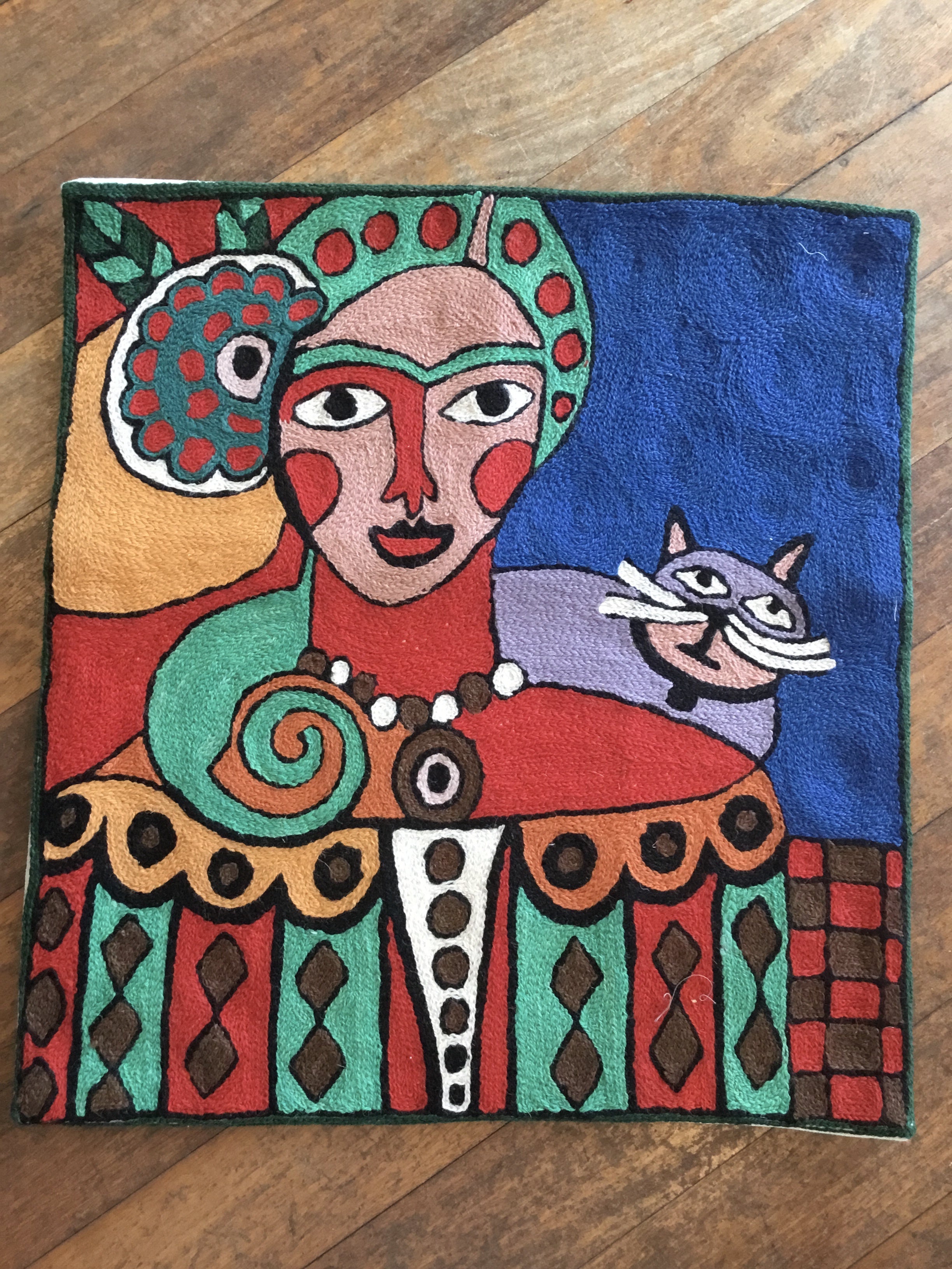 Kashmiri Wool Cushion - Harlequin Lady