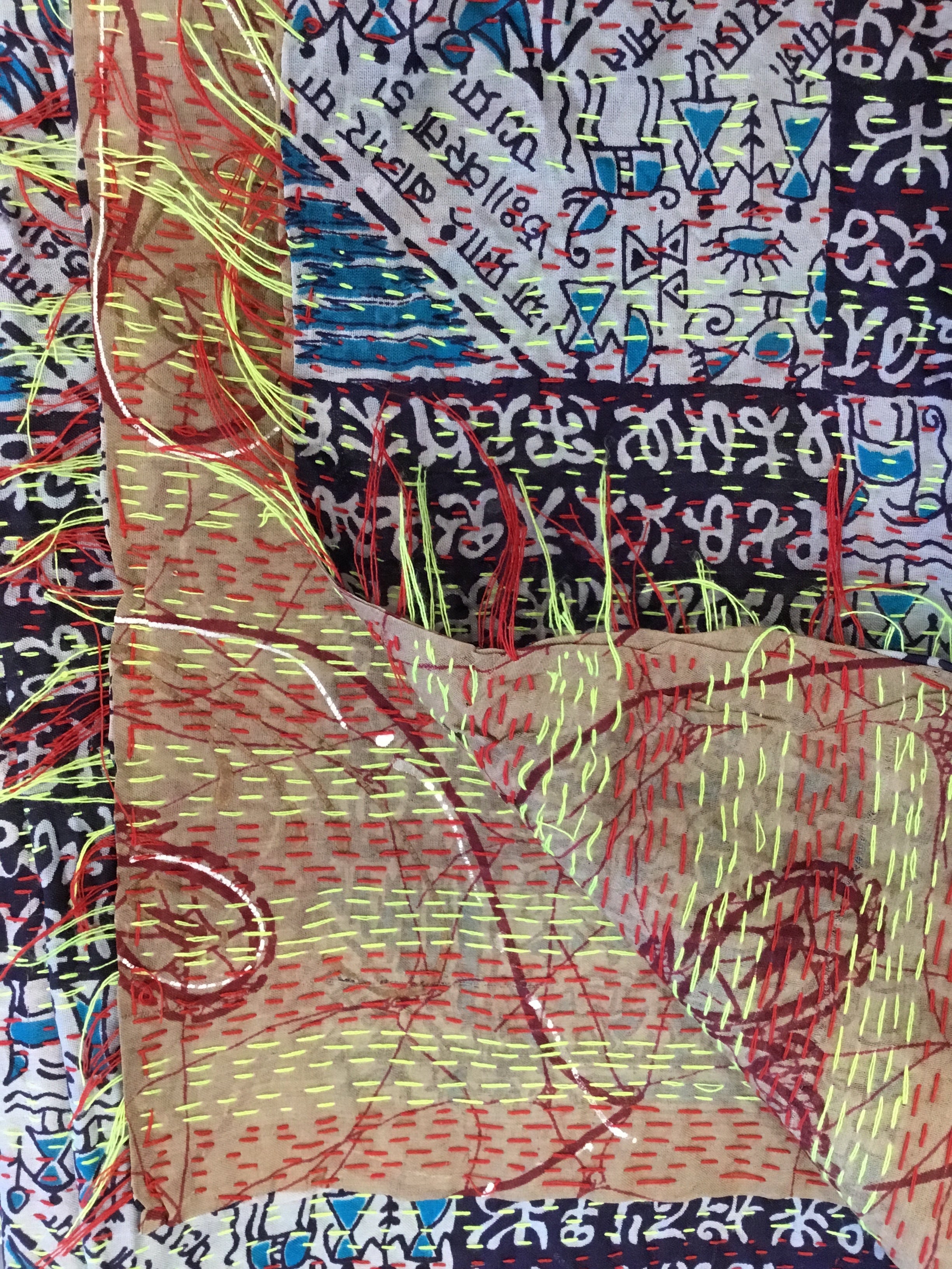 Vintage Silk Sari Scarf - Writing On The Wall