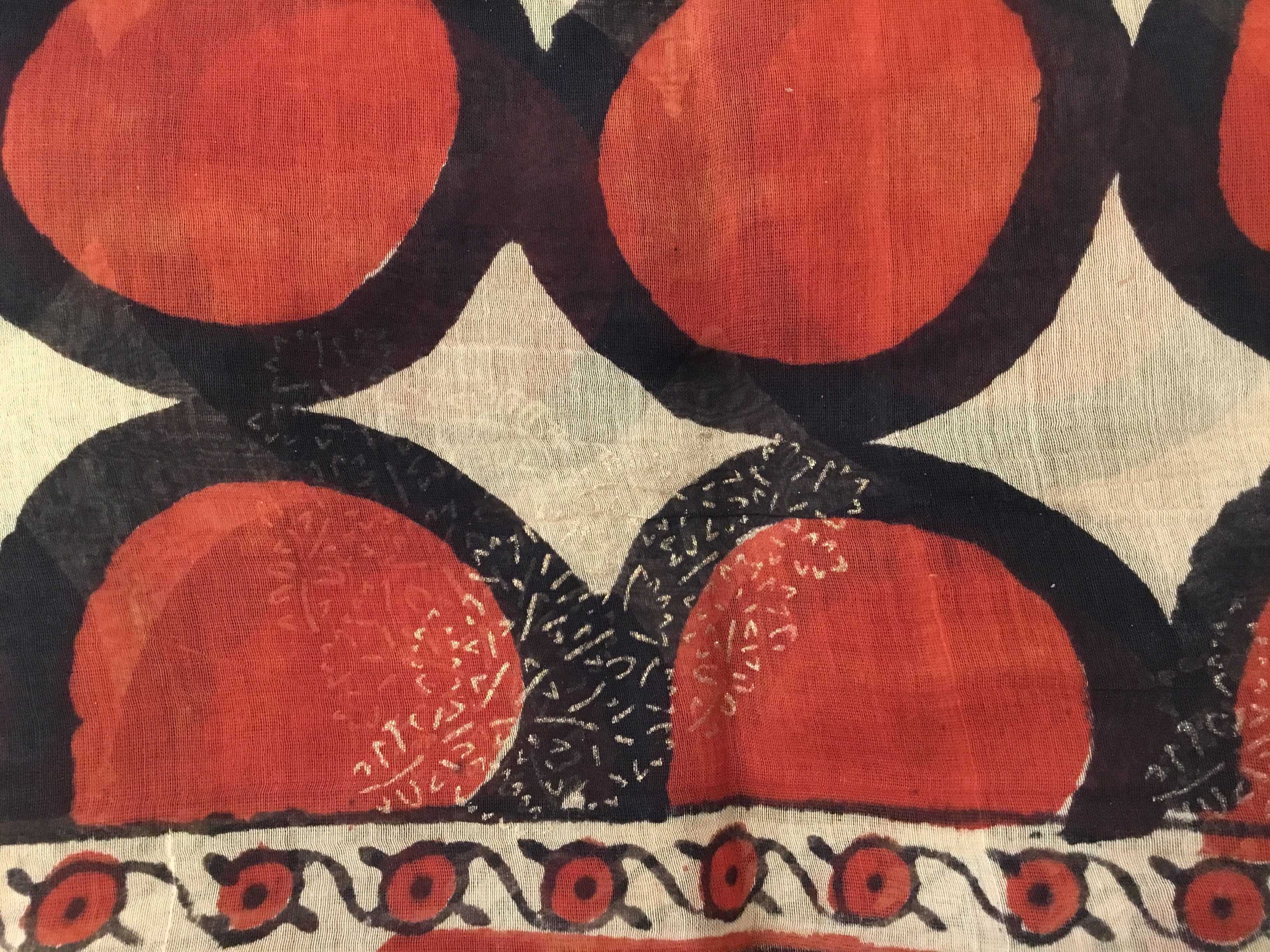 Handblock Printed Chanderi Silk Cotton Scarf - Red Spot