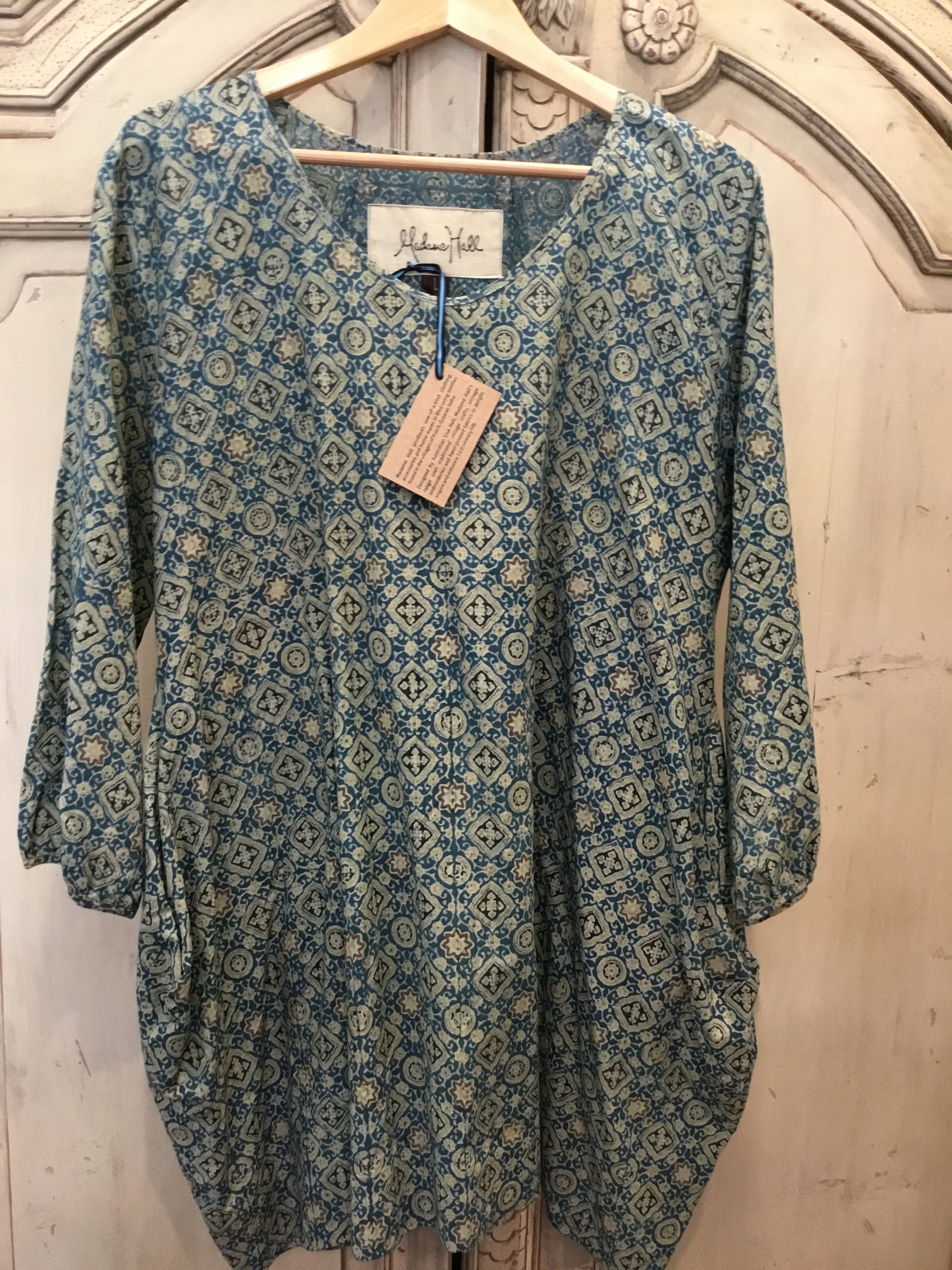 Handblock Printed Tunic- Jade Tile