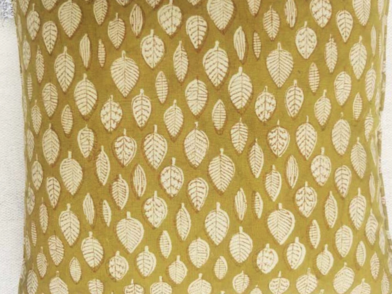 HANDBLOCK PRINTED CURTAIN - MUSTARD LEAF