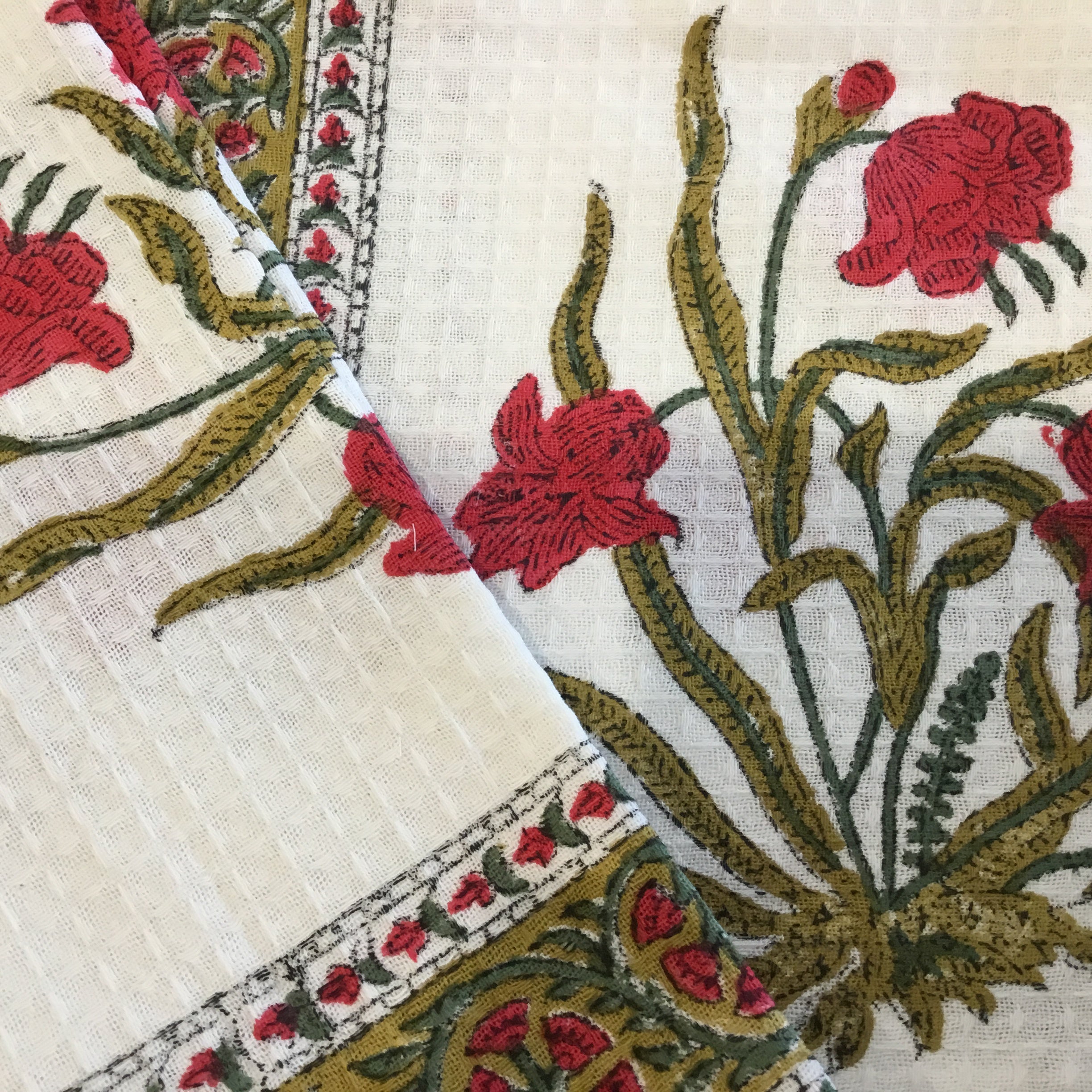 Hand block printed 3 towel set - various